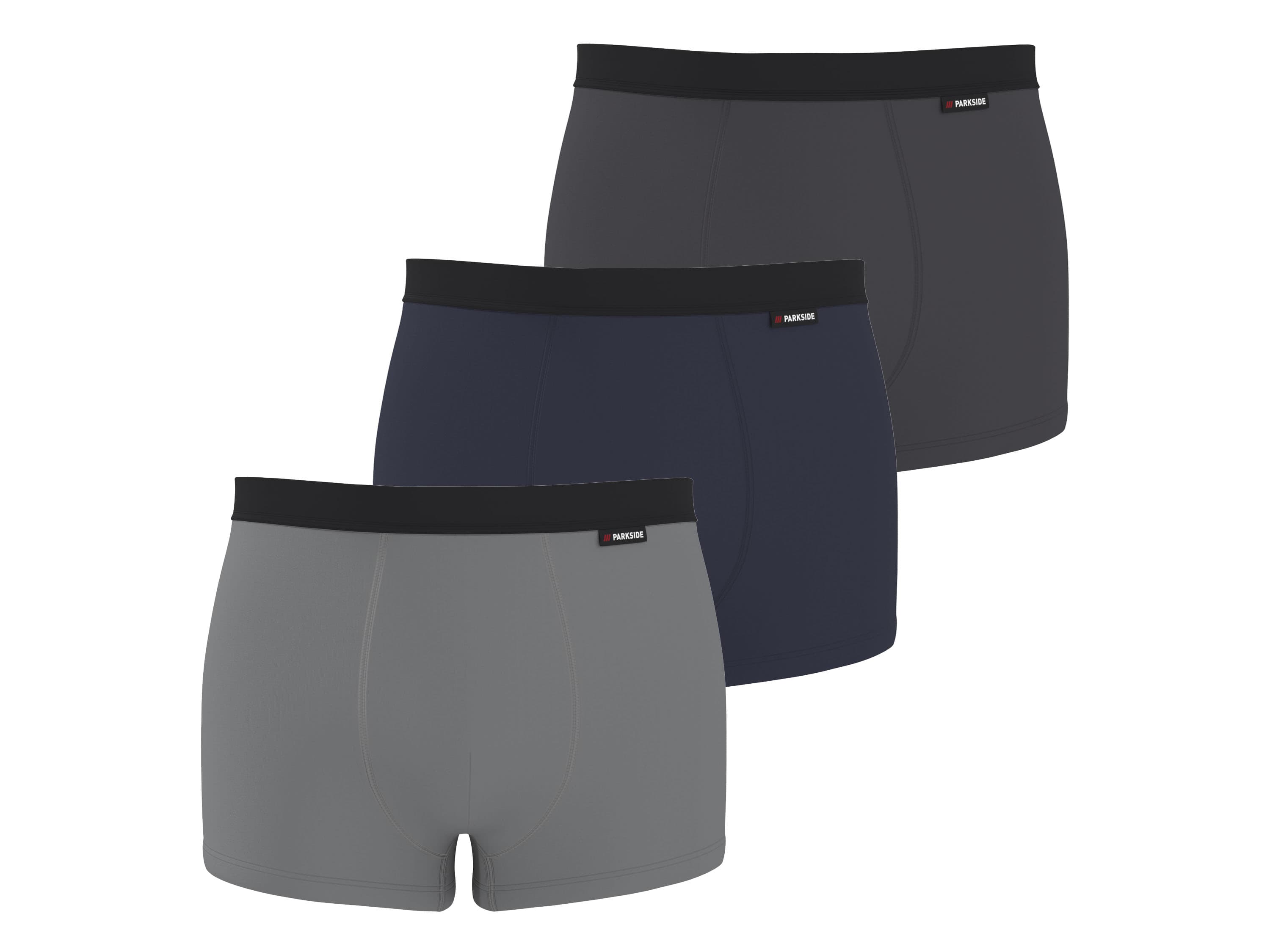 PARKSIDE® Pánske funkčné boxerky, 3 kusy (navy modrá/sivá/bledosivá, 5/M)