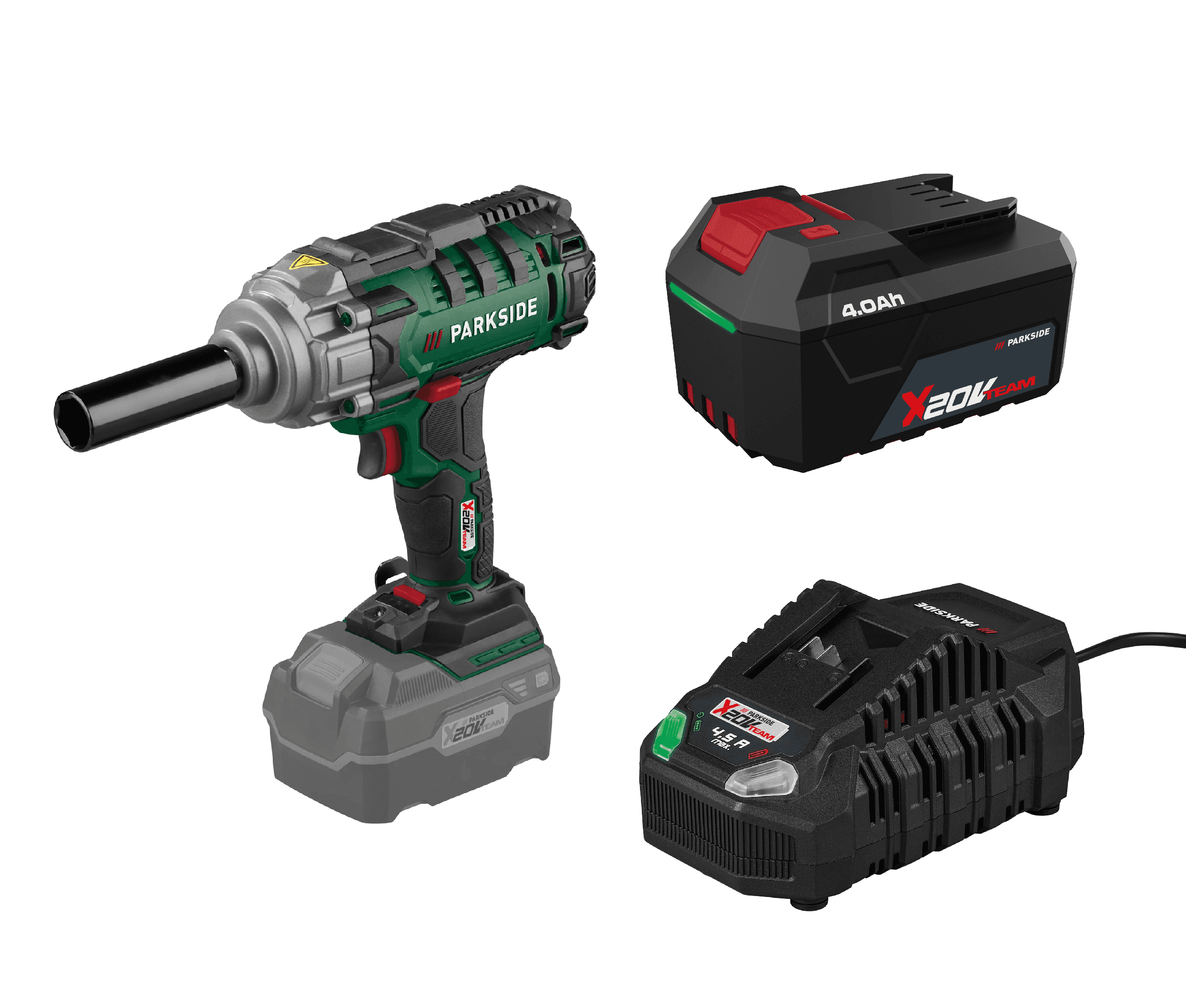 PARKSIDE® Aku rázový uťahovák 20 V PASSK 20-Li C4 + Akumulátor 20 V/4 Ah + Rýchlonabíjačka akumulátora 20 V/4,5 A 1