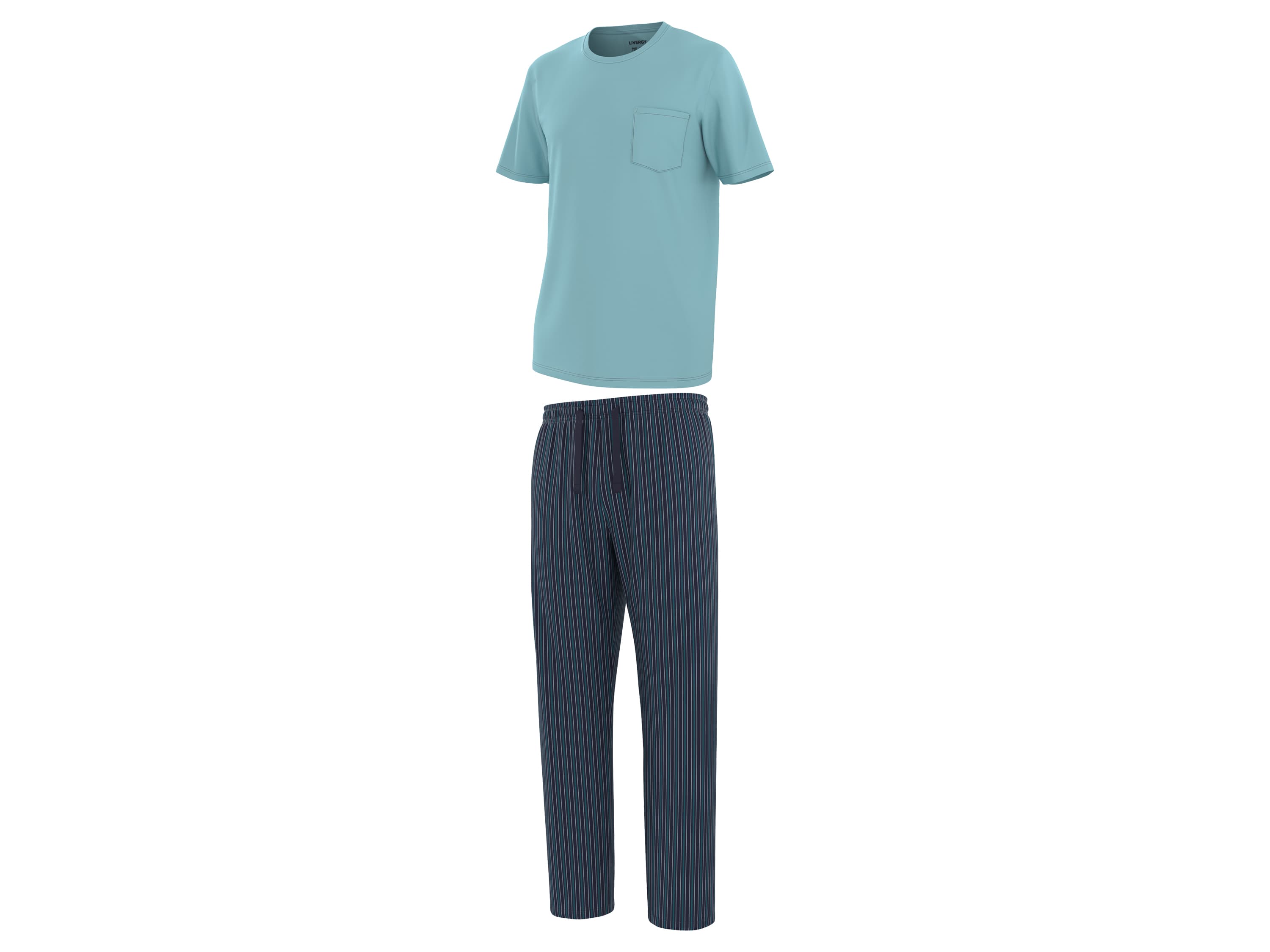 LIVERGY® Pánske pyžamo (pruhy/modrá, S (44/46)) 1