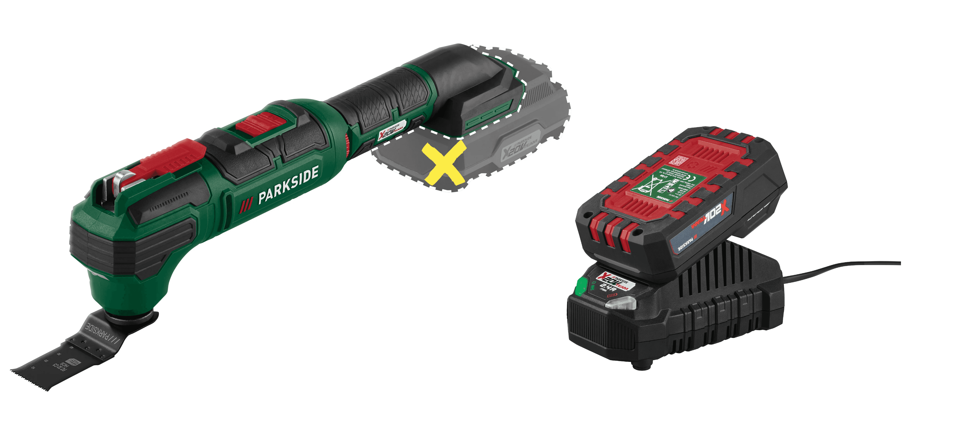 PARKSIDE® Aku multifunkčné náradie 20 V PAMFW 20 -Li C3 + Akumulátor 20 V/2 Ah PAP 202 A1 + Nabíjačka na akumulátor 20 V/2,4 A