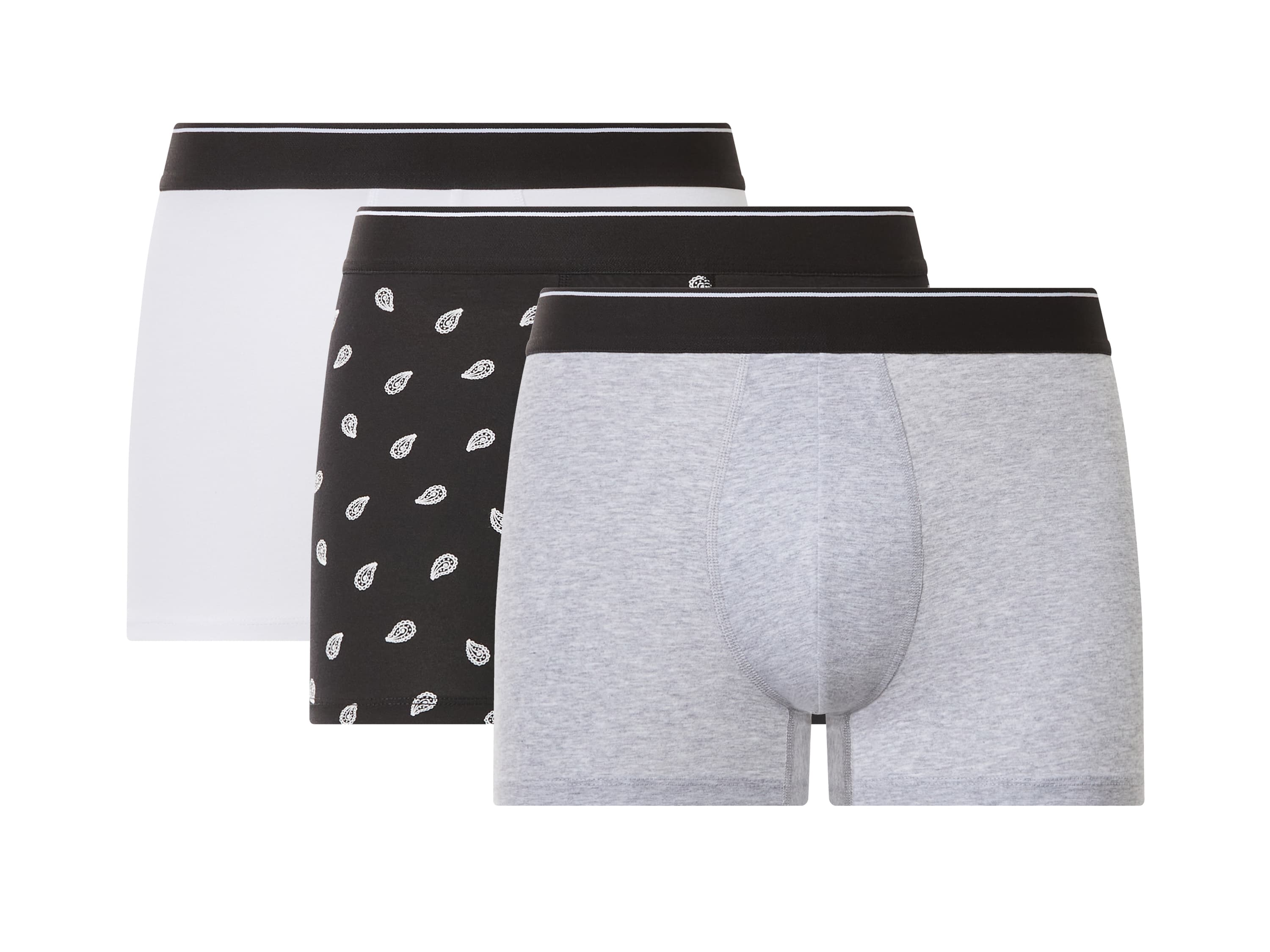 esmara Men Pánske boxerky, 3 kusy (čierna/sivá/biela, 8/XXL)