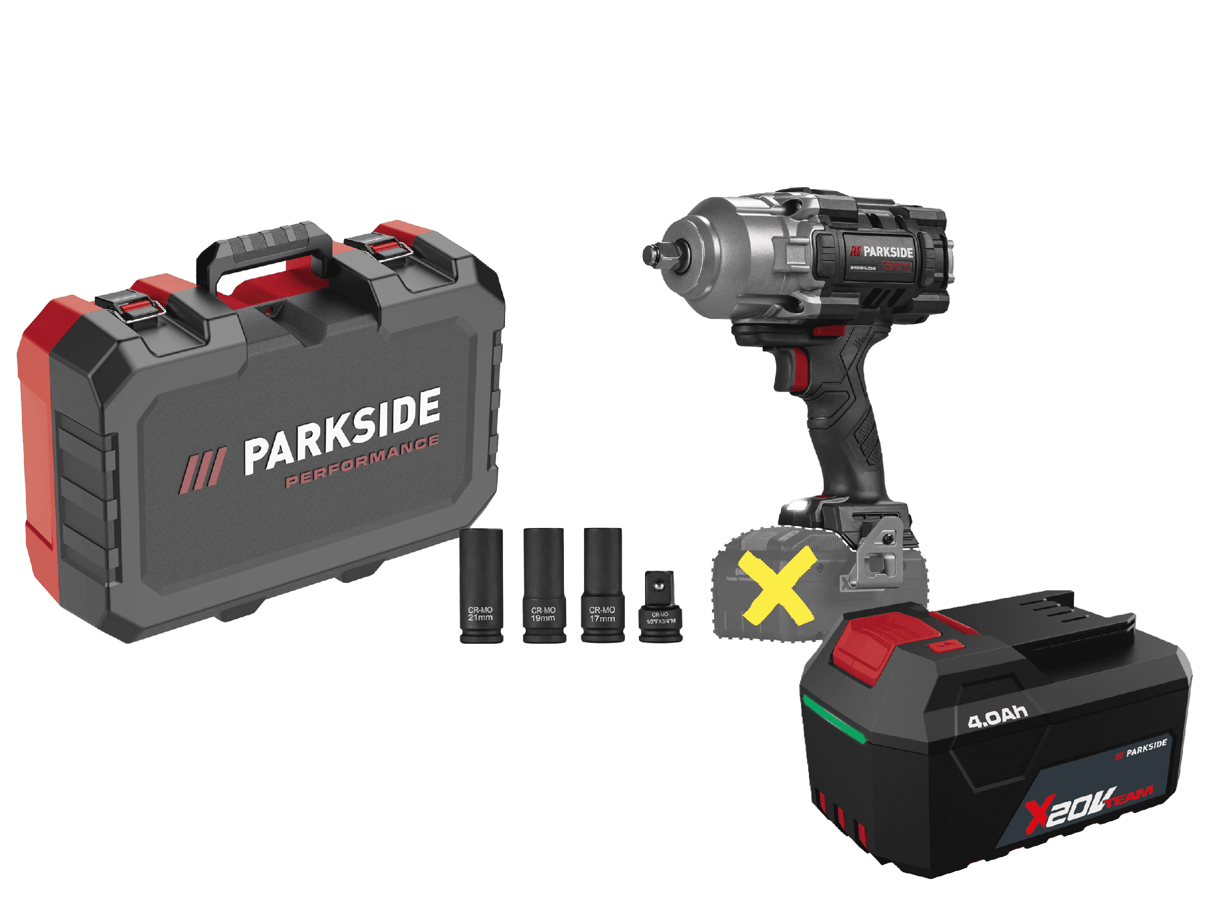 PARKSIDE PERFORMANCE® Aku rázový uťahovák 20 V PASSP 20-Li C4 + Akumulátor 20 V/4 Ah