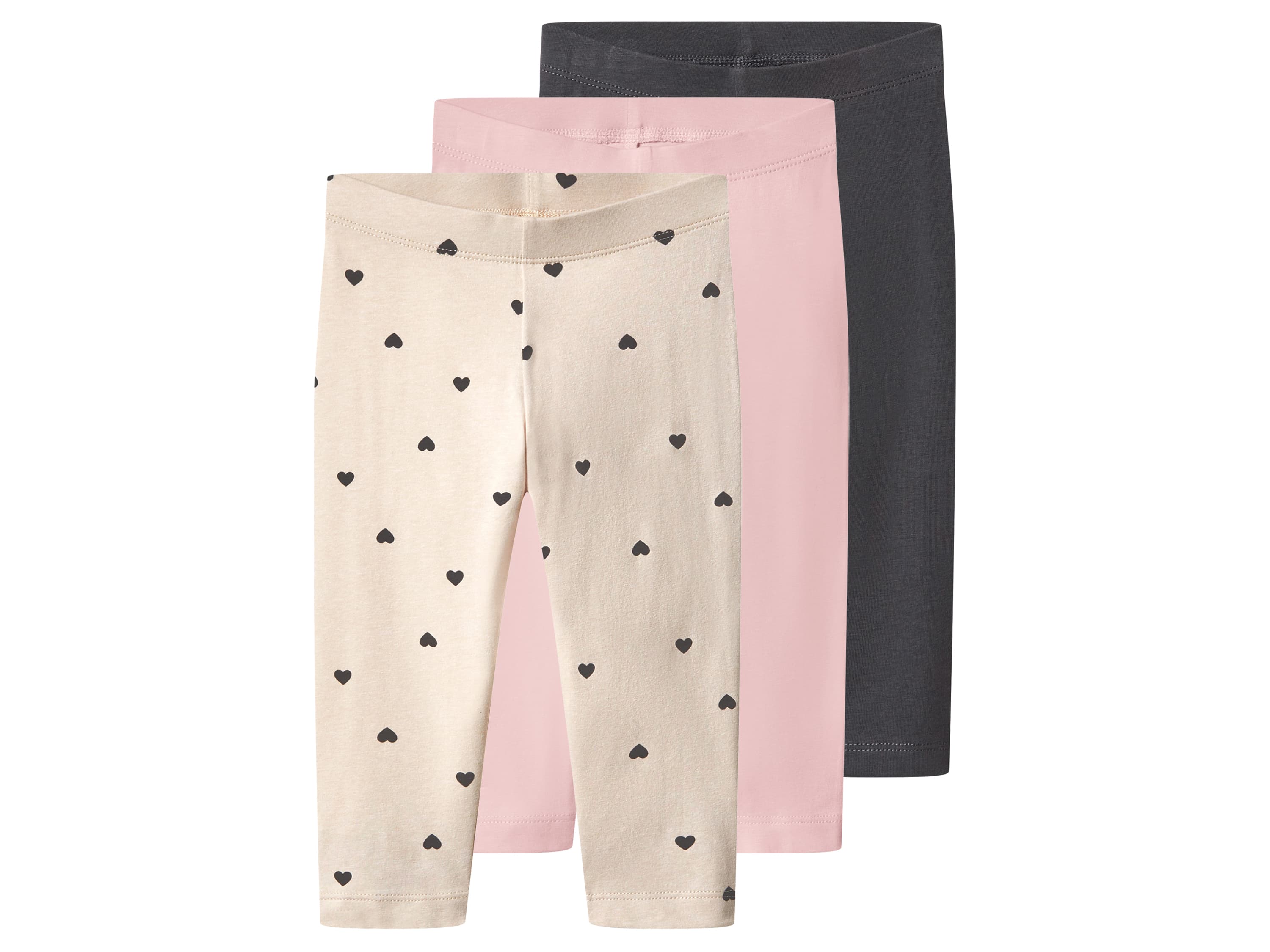 lupilu® Dievčenské capri legíny, 3 kusy (ružová/béžová/sivá, 122/128) 1