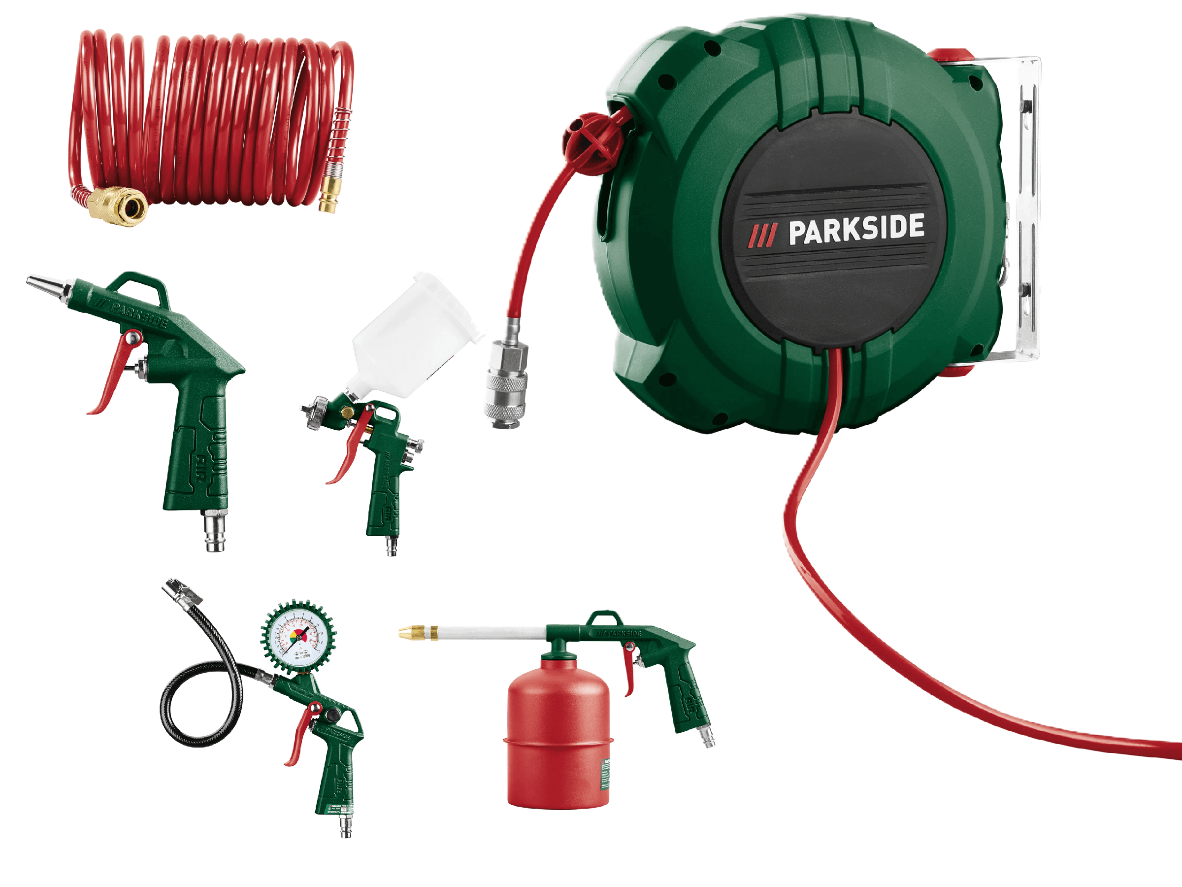PARKSIDE® Navíjací bubon s tlakovou hadicou PDST 5 B2 + Pneumatická súprava PDWS A1, 13-dielna 1