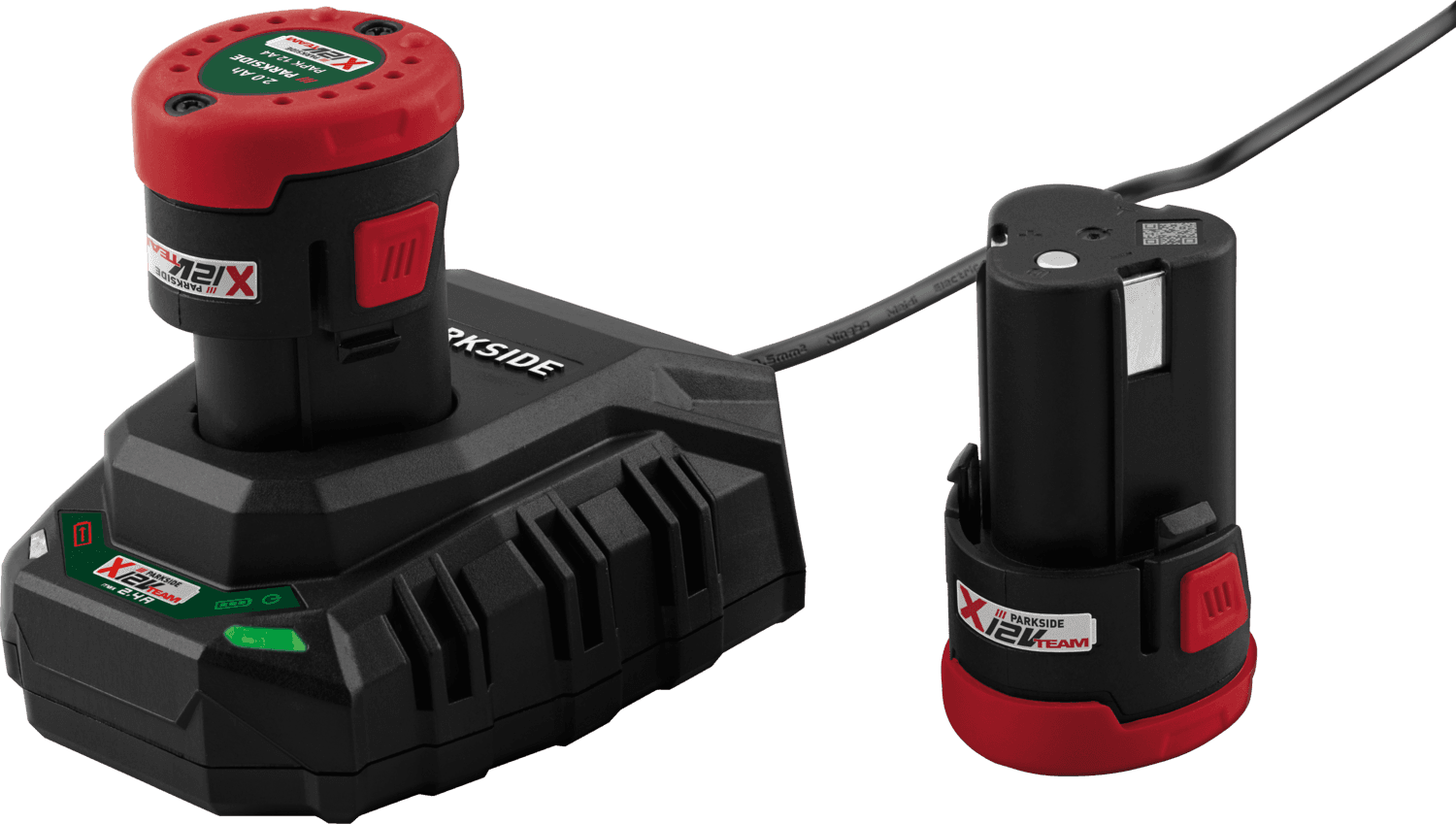 PARKSIDE® Akumulátor 12 V/2 Ah PAPK 12 A4, 2 kusy + Nabíjačka 12 V/2,4 A PLGK 12 A3