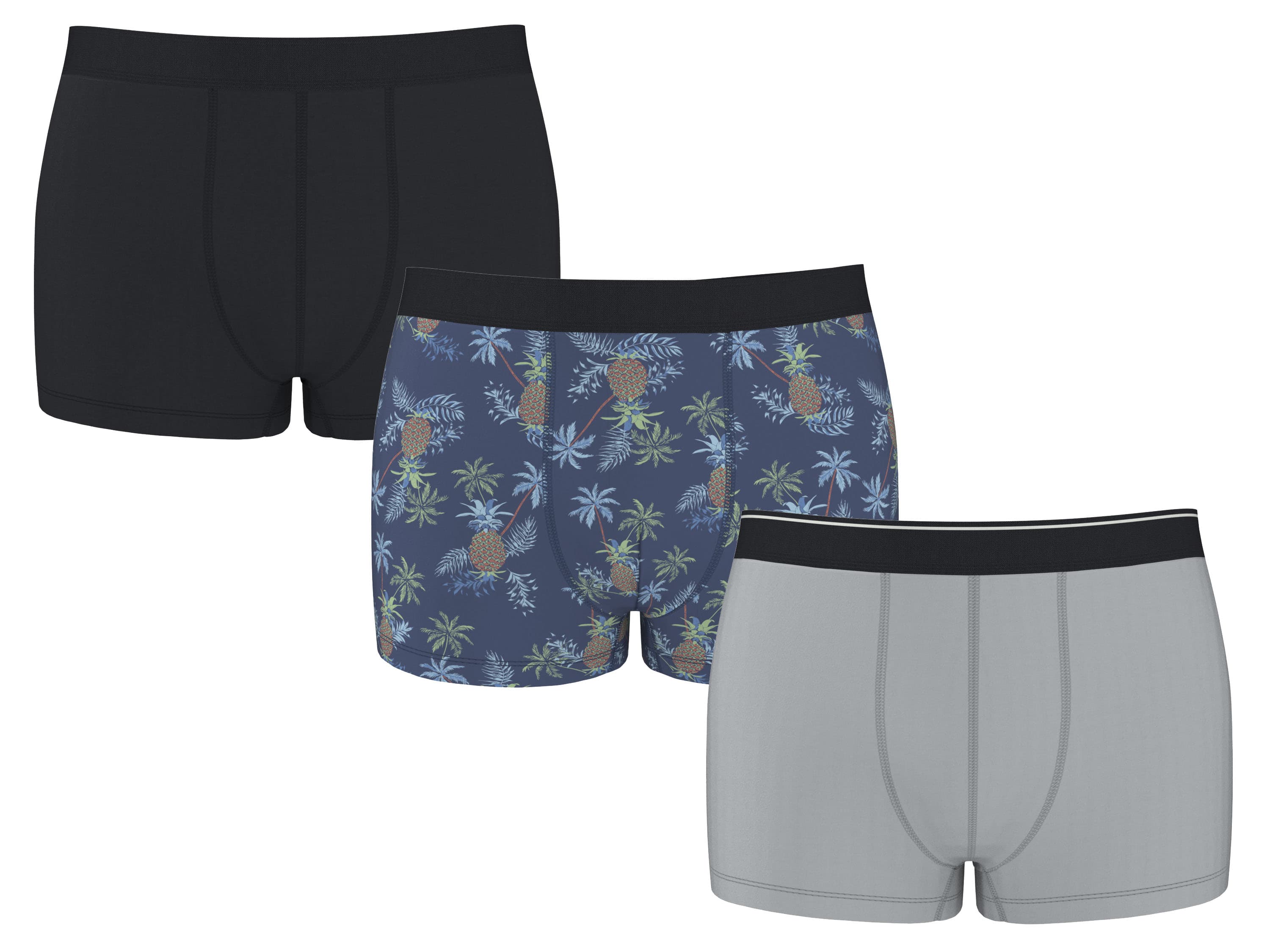 ESMARA MEN Pánske boxerky, 3 kusy (čierna/modrá/sivá, 5/M) 1