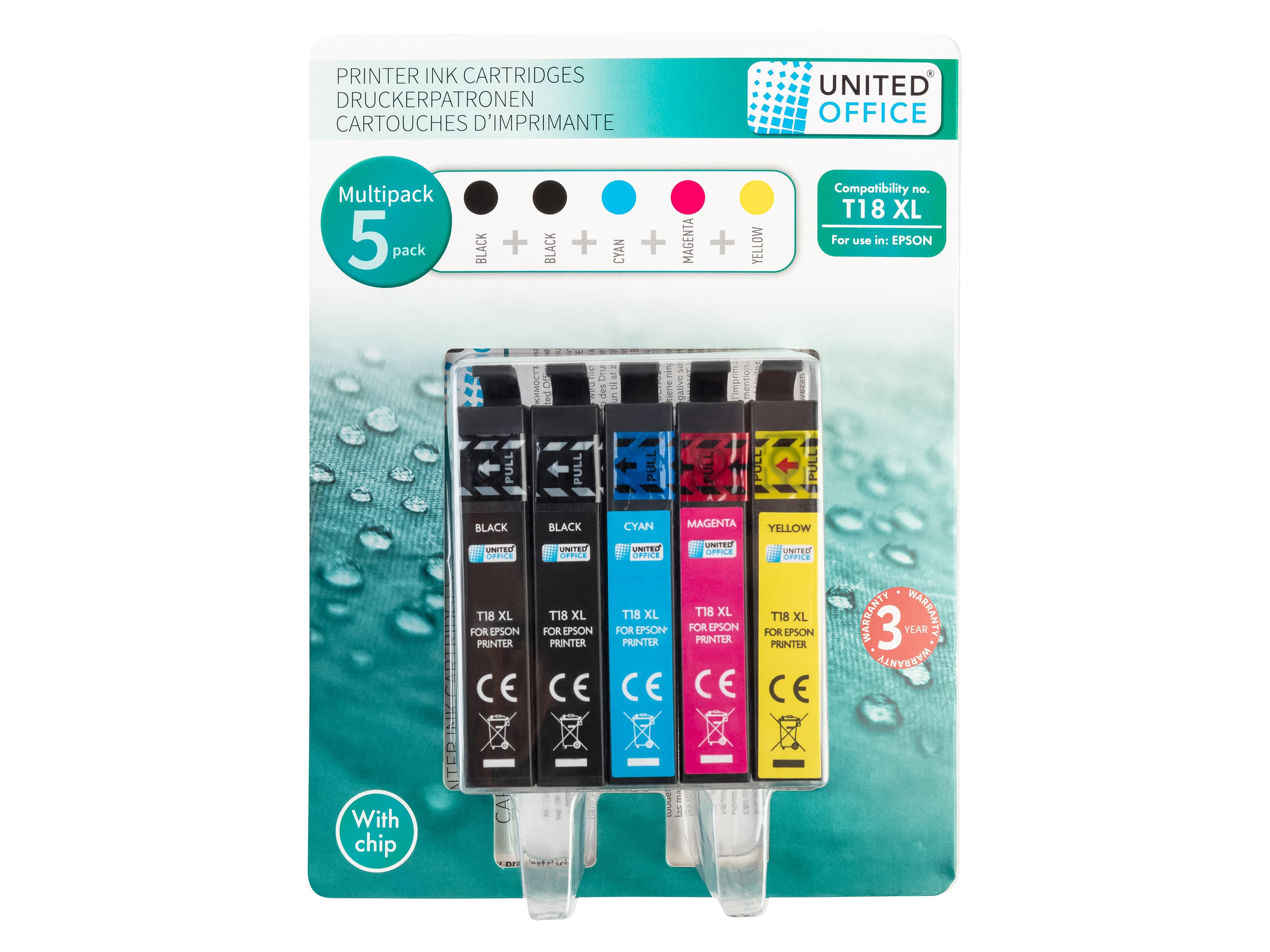 UNITED OFFICE® Náplne do tlačiarne Epson, 5 kusov (Multipack 18XL)