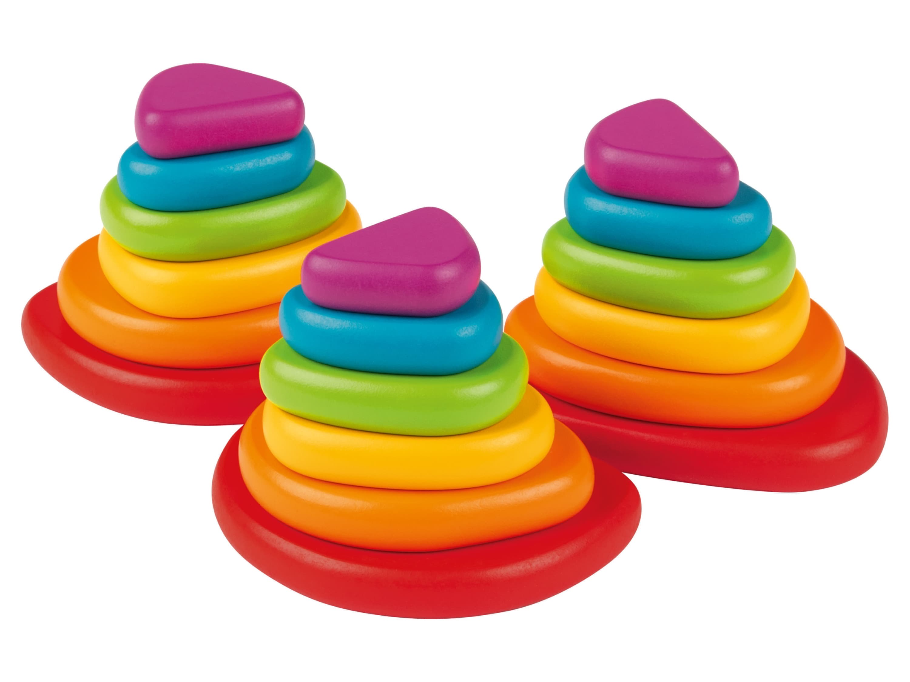 Playtive Drevená dúhová skladačka Montessori (kamene, 18-dielna súprava) 1