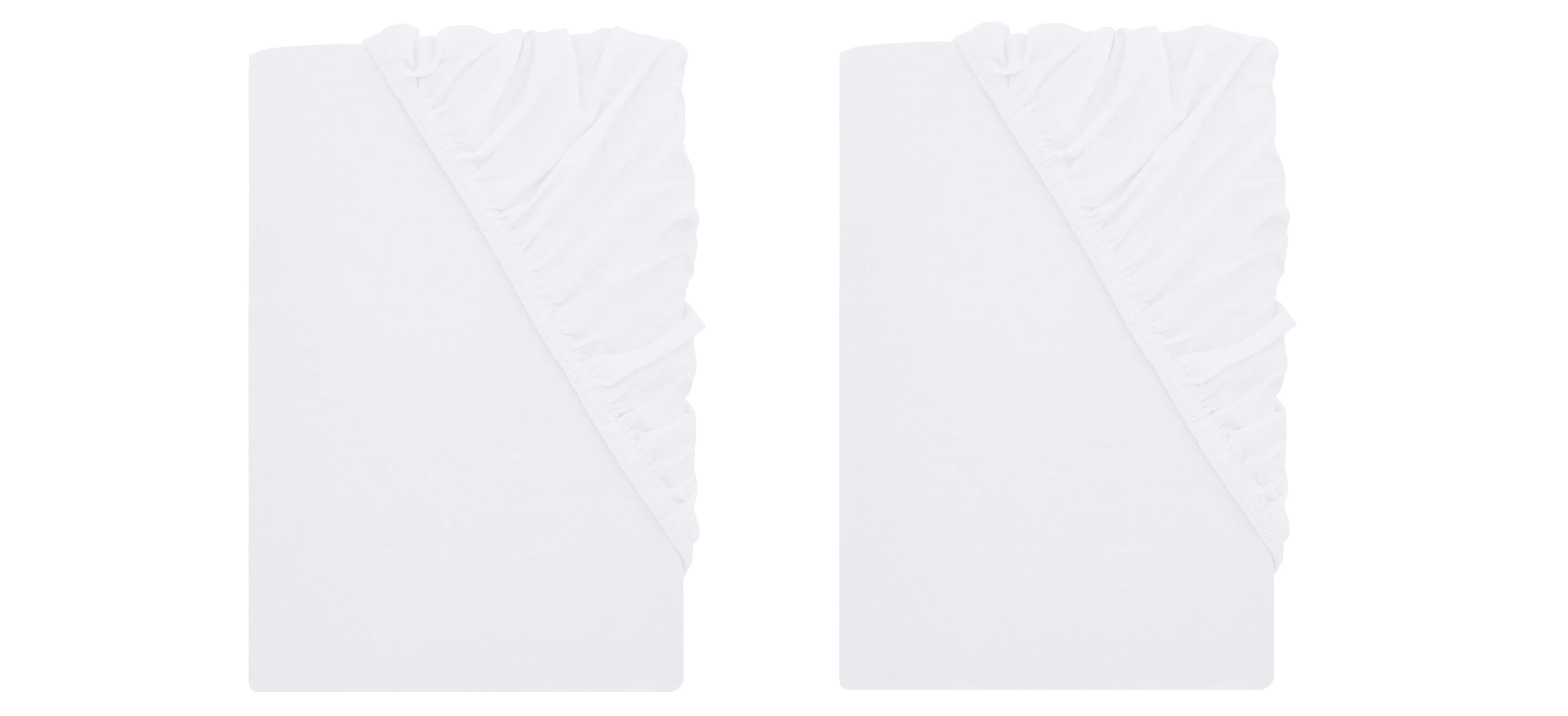 LIVARNO® Napínacia džersejová plachta, 90 – 100 x 200 cm, biela, 2 kusy