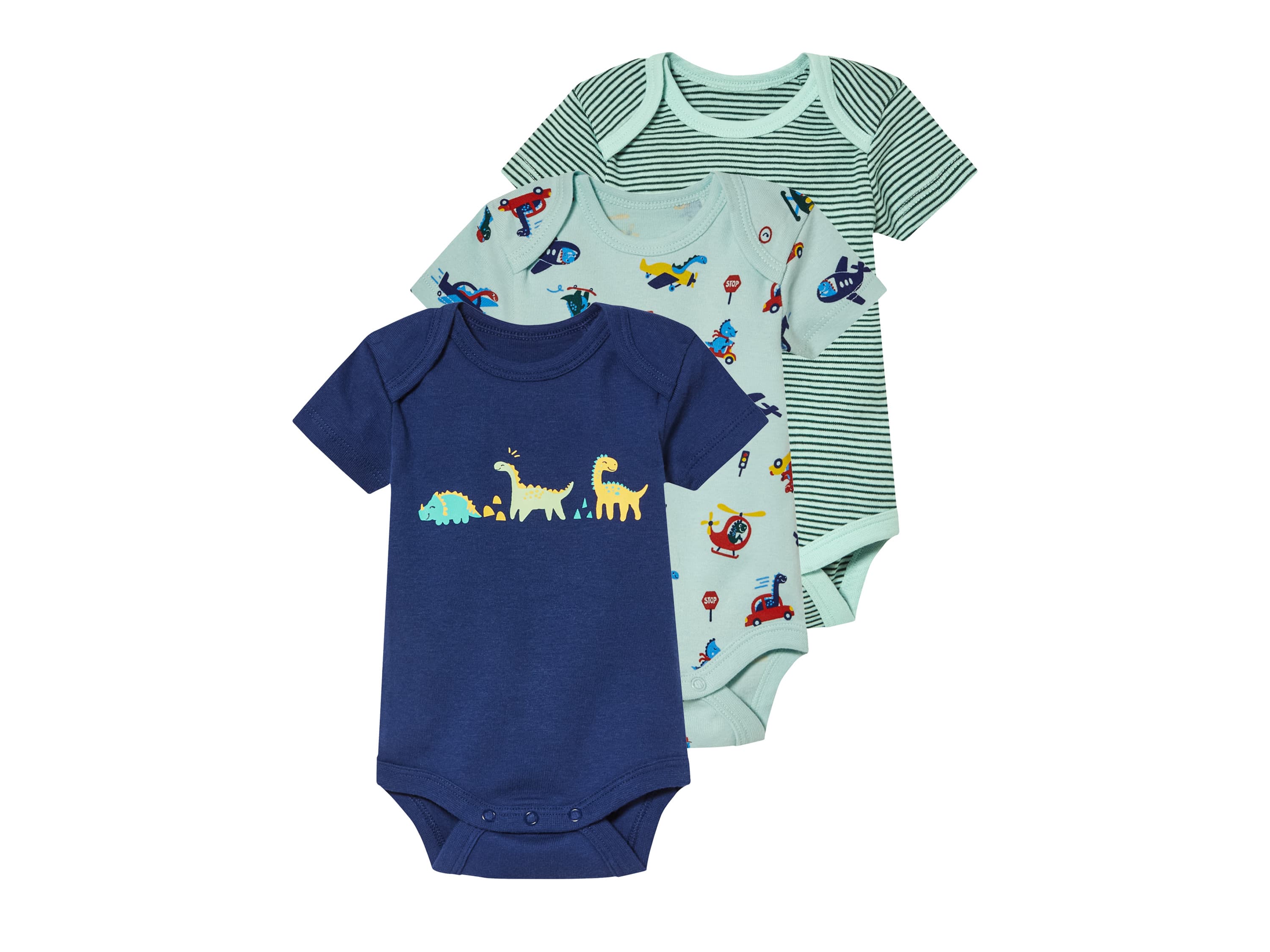 lupilu® Chlapčenské body pre bábätká, 3 kusy (mentolová/navy modrá/zelená, 62/68)