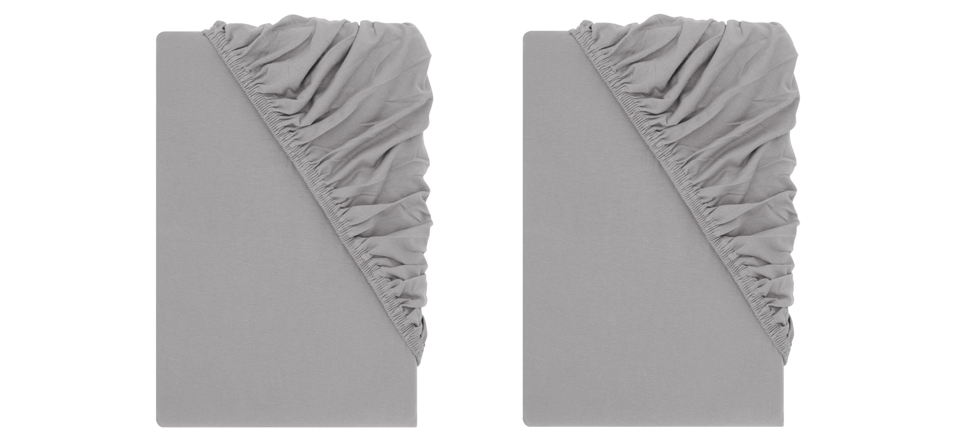 LIVARNO® Napínacia džersejová plachta, 90 – 100 x 200 cm, sivá, 2 kusy 1