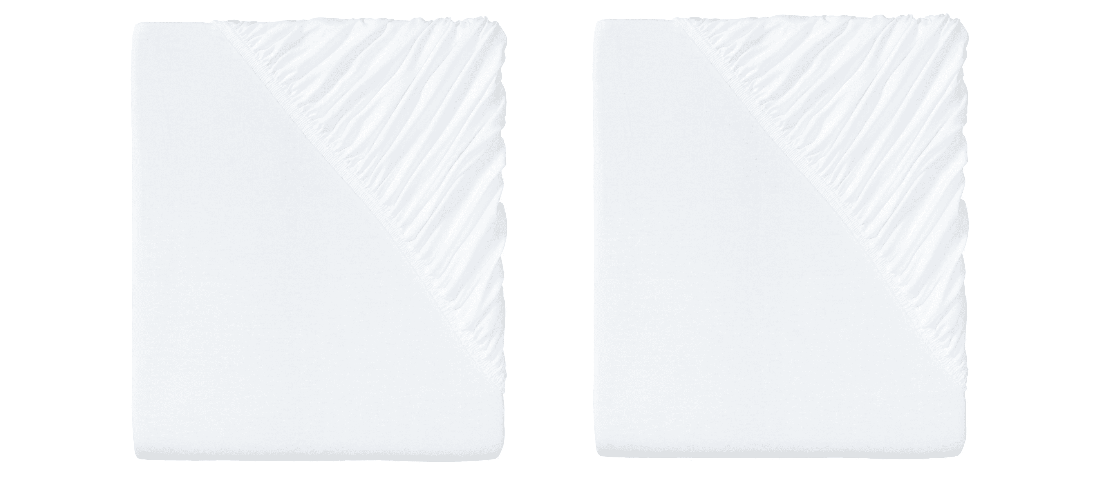 LIVARNO home Napínacia džersejová plachta, 90 – 100 x 200 cm, biela, 2 kusy