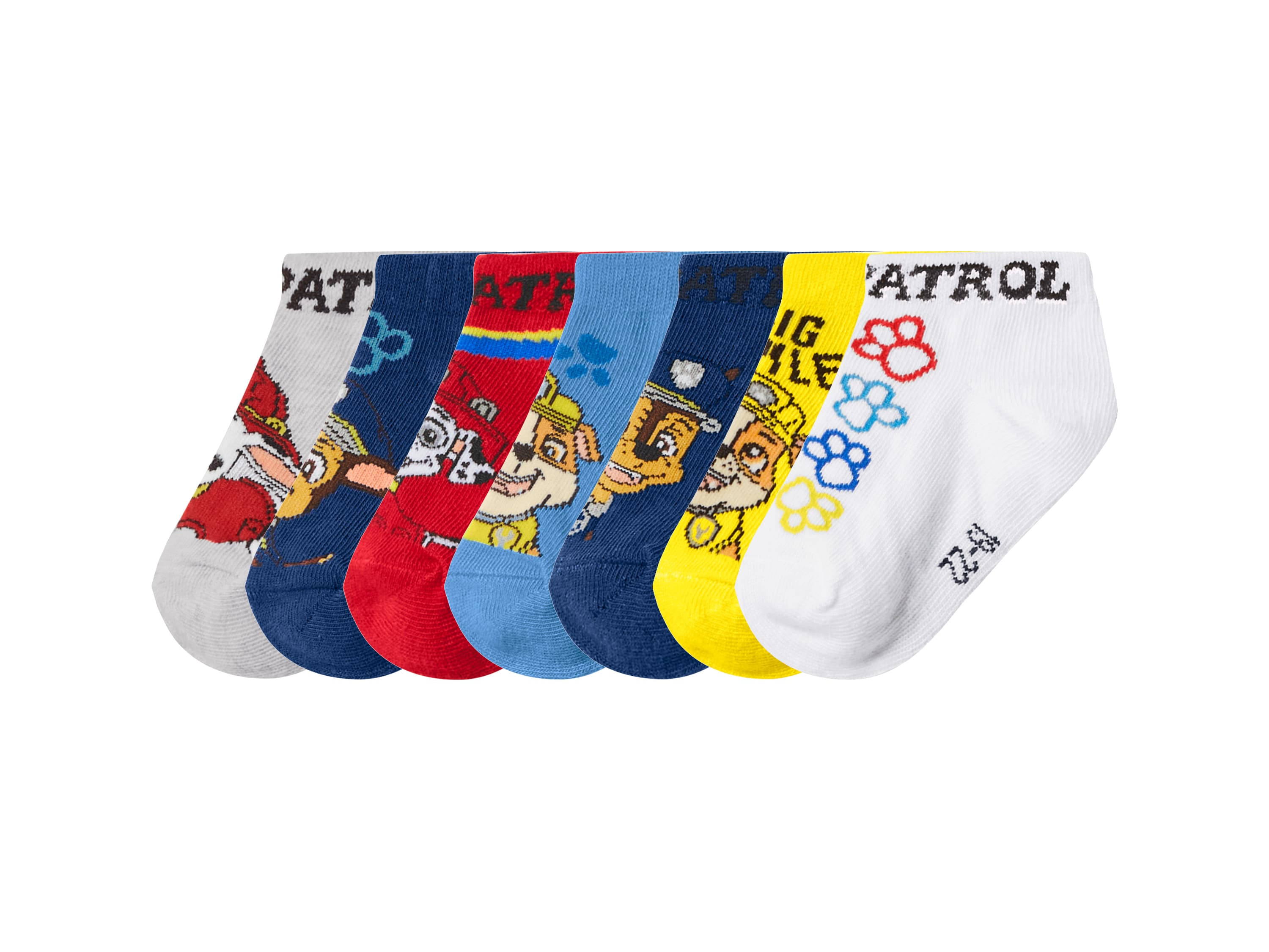LUPILU® Detské ponožky Labková patrola, 7 párov (sivá/modrá/biela/červená/žltá, 23/26) 1