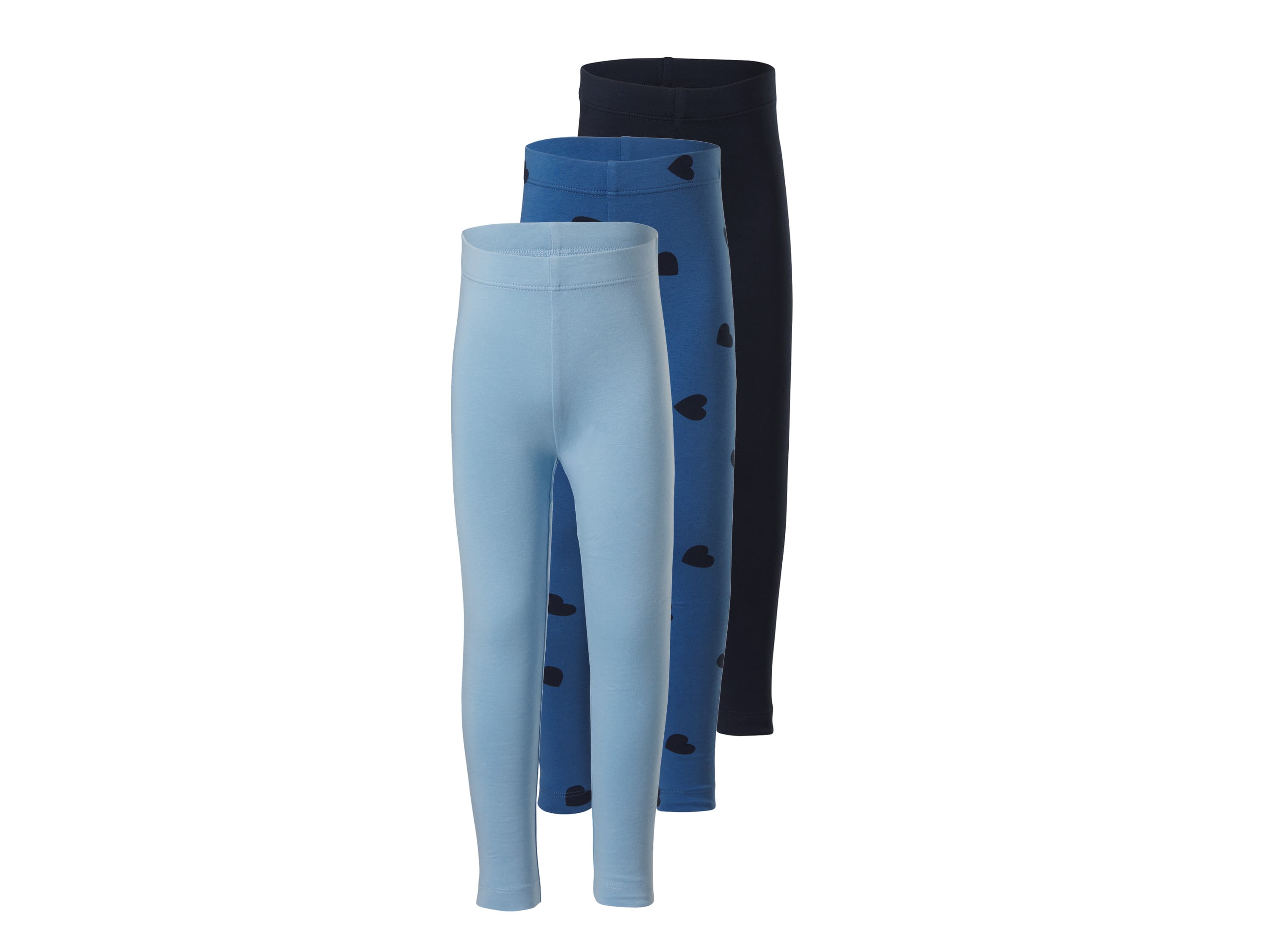 LUPILU® Dievčenské legíny, 3 kusy (modrá/navy modrá, 122/128)