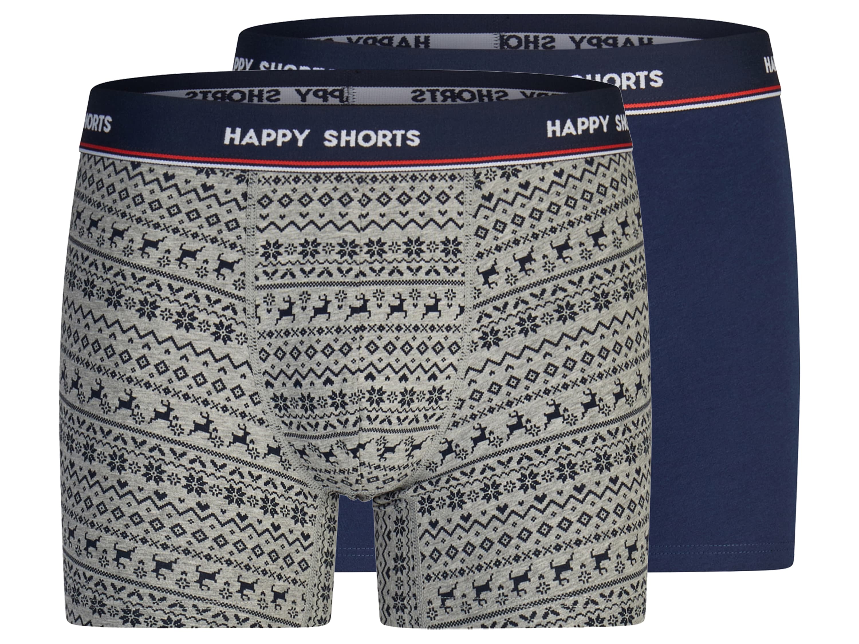 Happy Shorts Pánske boxerky, 2 kusy (navy modrá/sivá, M)