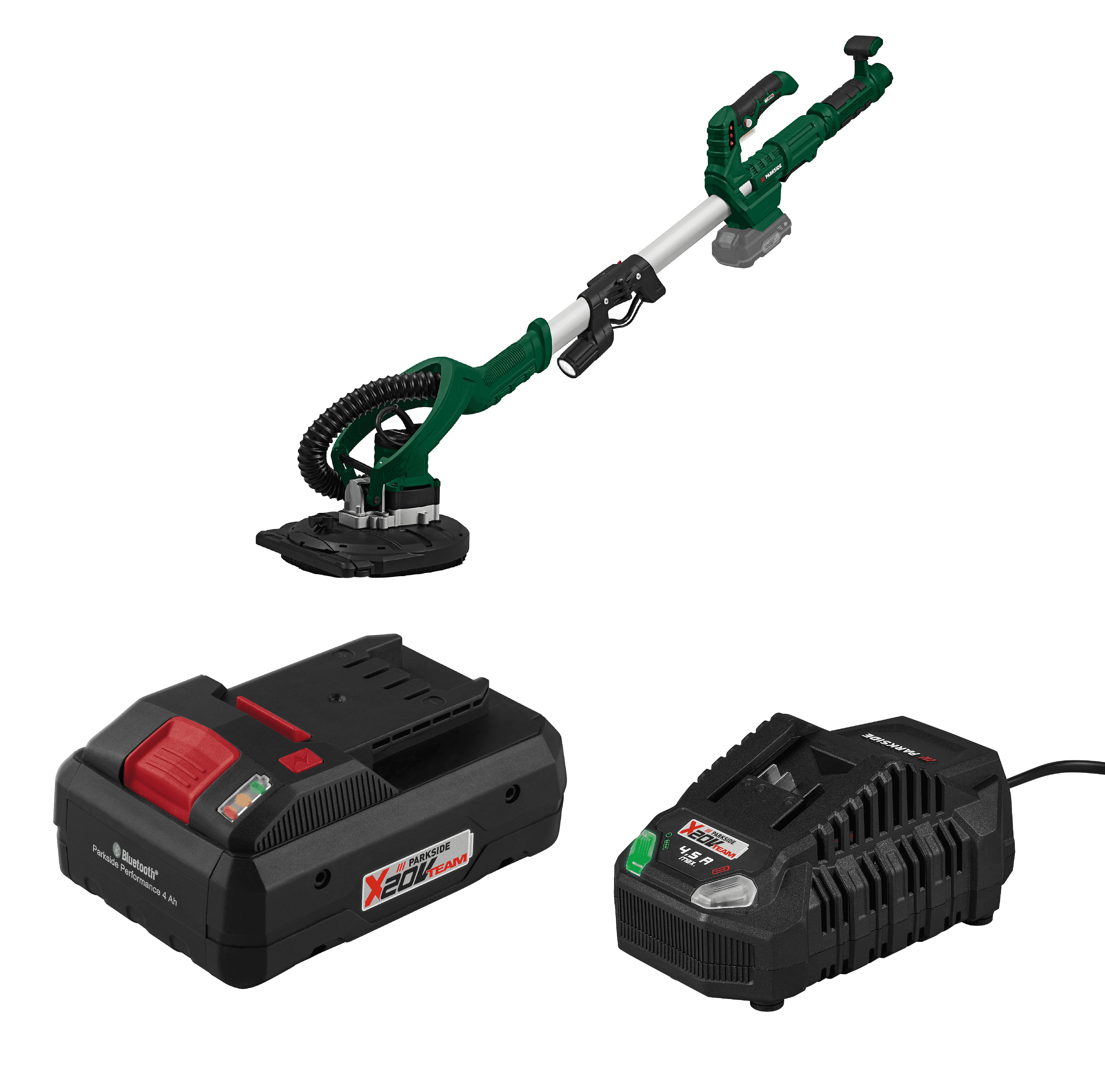 PARKSIDE® Aku nástenná a stropná brúska 20 V PWDSA 20-Li A1 + Smart akumulátor 20 V/4 Ah + Rýchlonabíjačka akumulátora 20 V/4,5 A 1