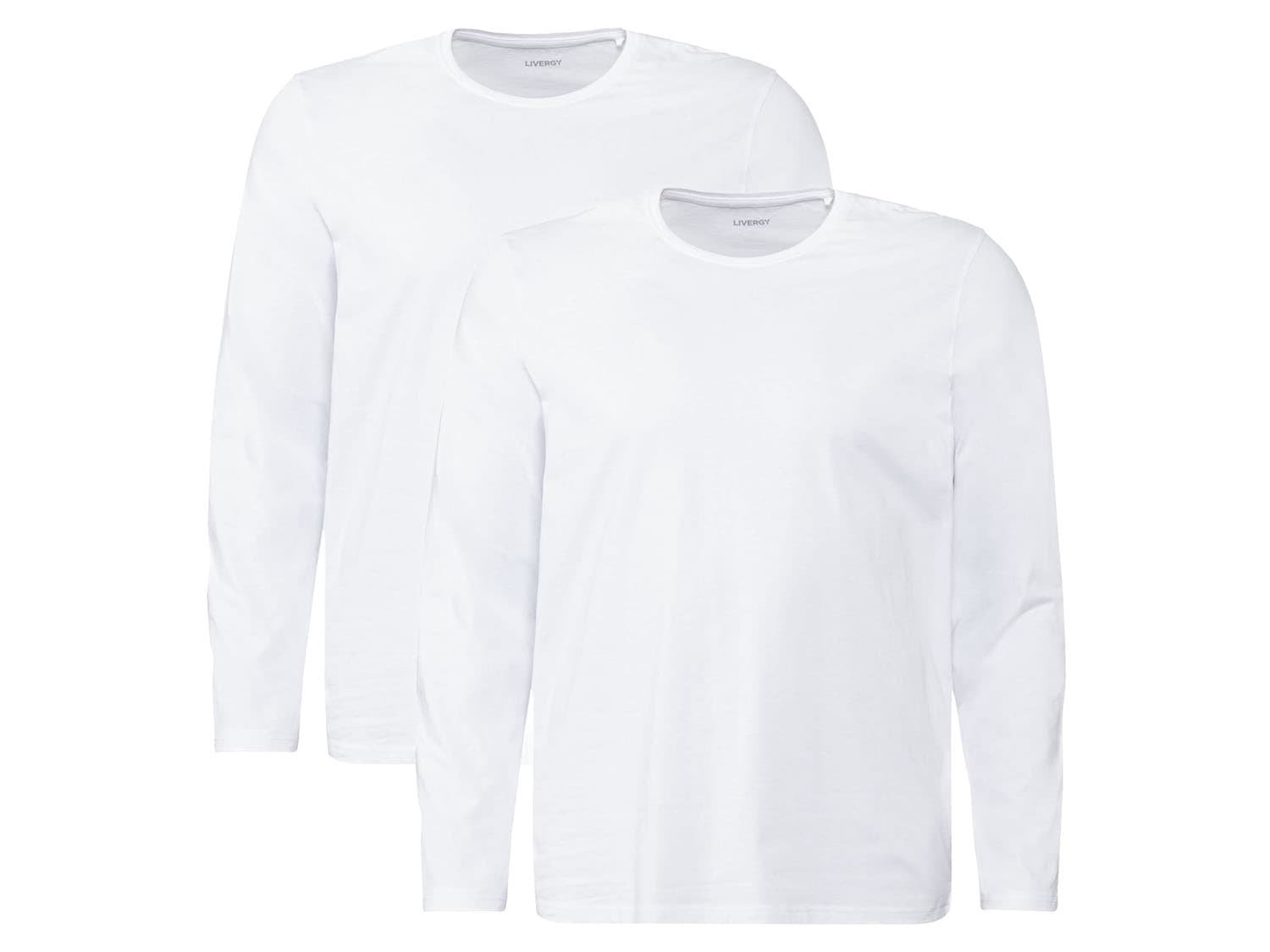 LIVERGY® Pánske tričko s dlhým rukávom XXL, 2 kusy (biela, 3XL (64/66))