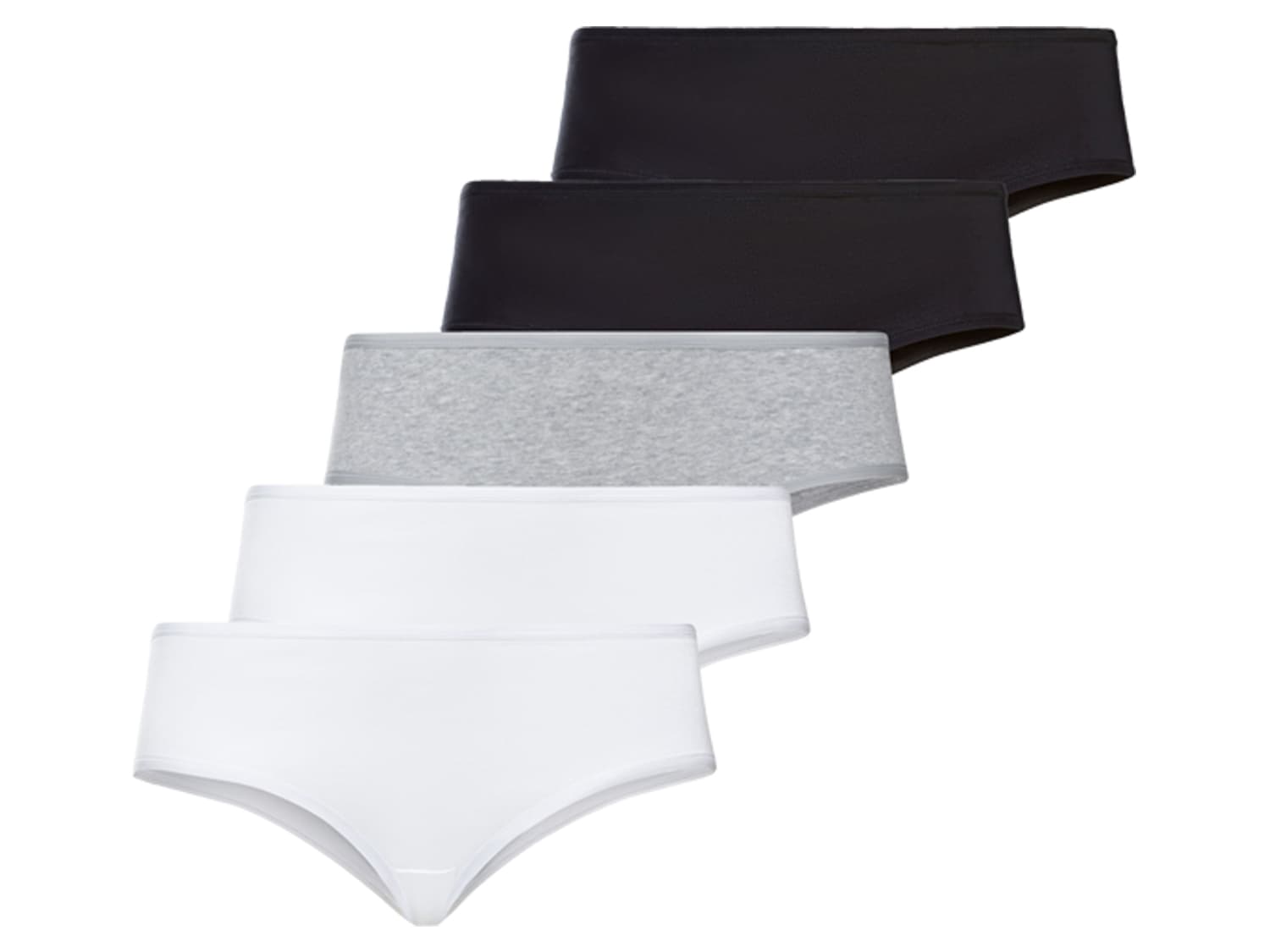 esmara® Dámske bedrové nohavičky XXL, 5 kusov (3XL (56/58), čierna/sivá/biela)
