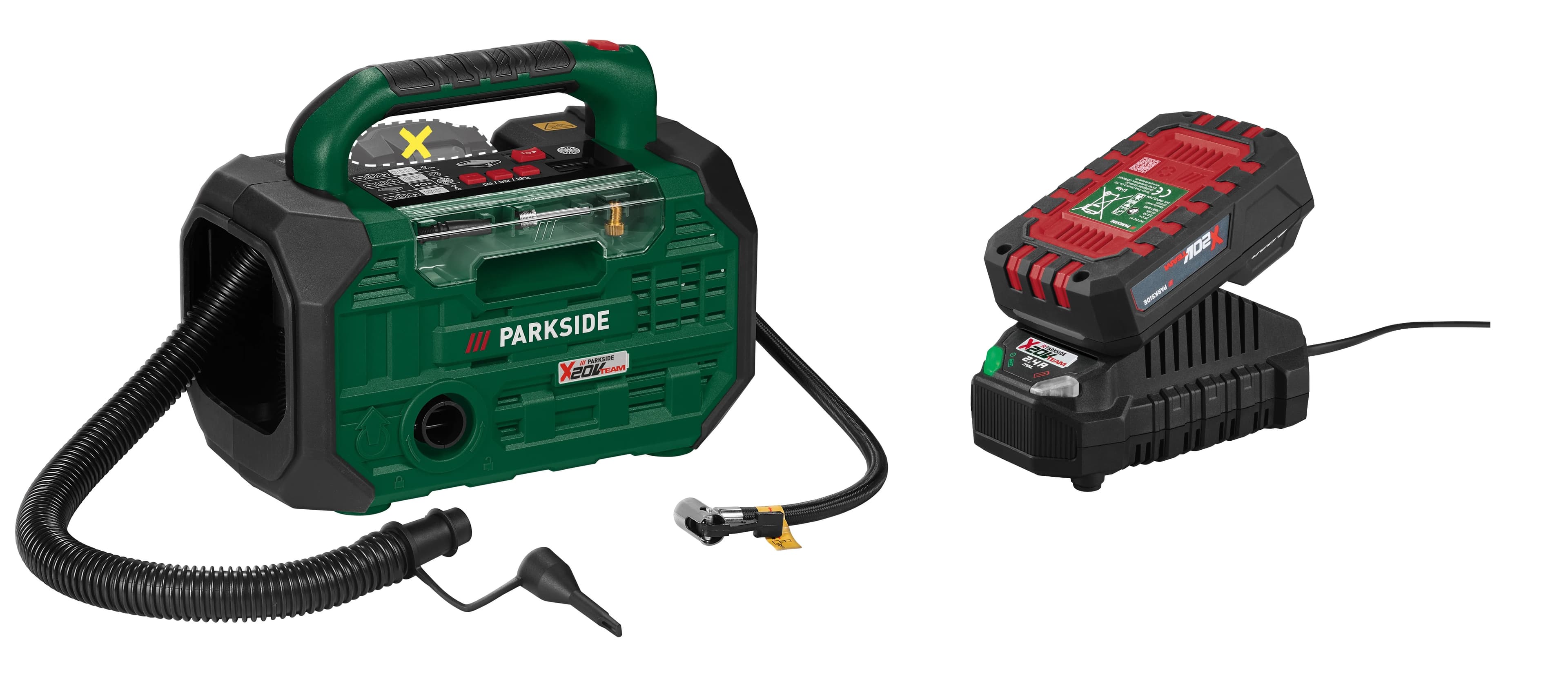 PARKSIDE® Aku kompresor a pumpa PKA 20-Li D3 + Akumulátor 20 V/2 Ah PAP 202 A1 + Nabíjačka na akumulátor 20 V/2,4 A PLG 20 C1 1