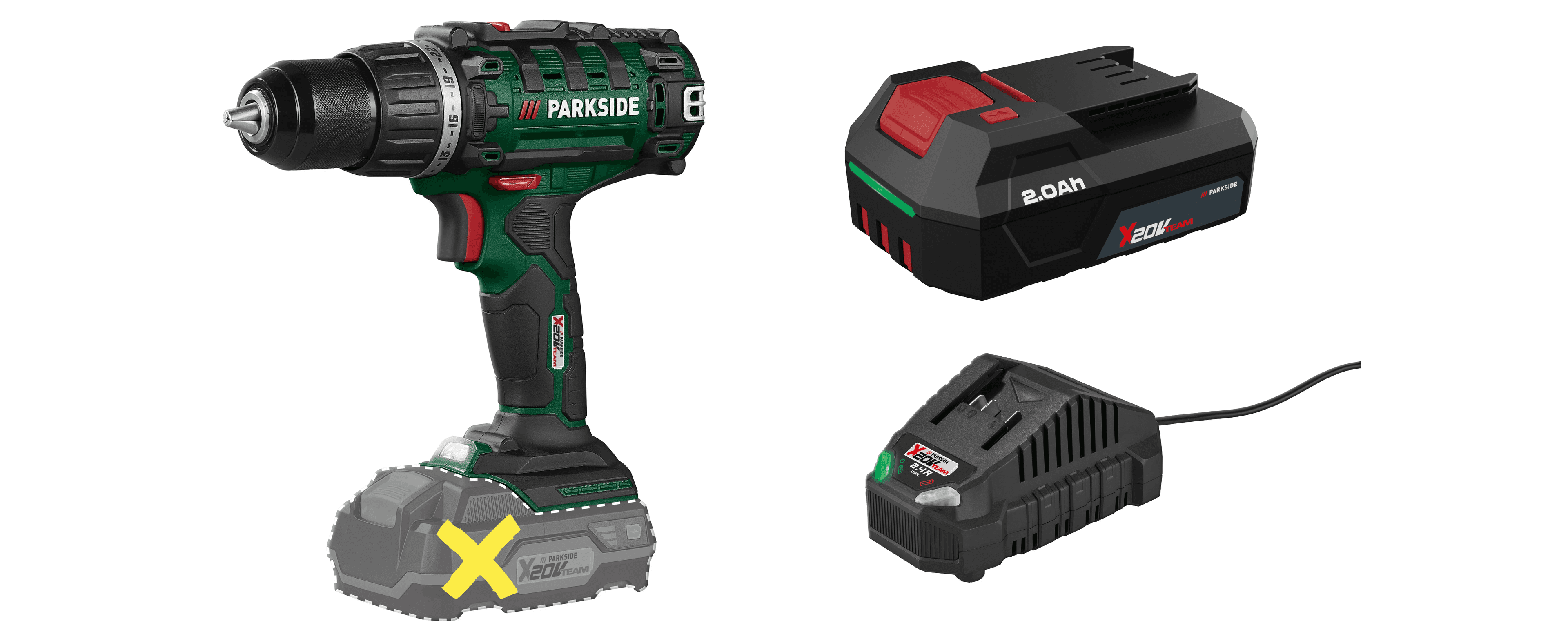 PARKSIDE® Aku vŕtací skrutkovač 20 V PABS 20 Li I9 + Akumulátor 20 V/2 Ah PAP 202 A1 + Nabíjačka 20 V/2,4 A PLG 20 C1