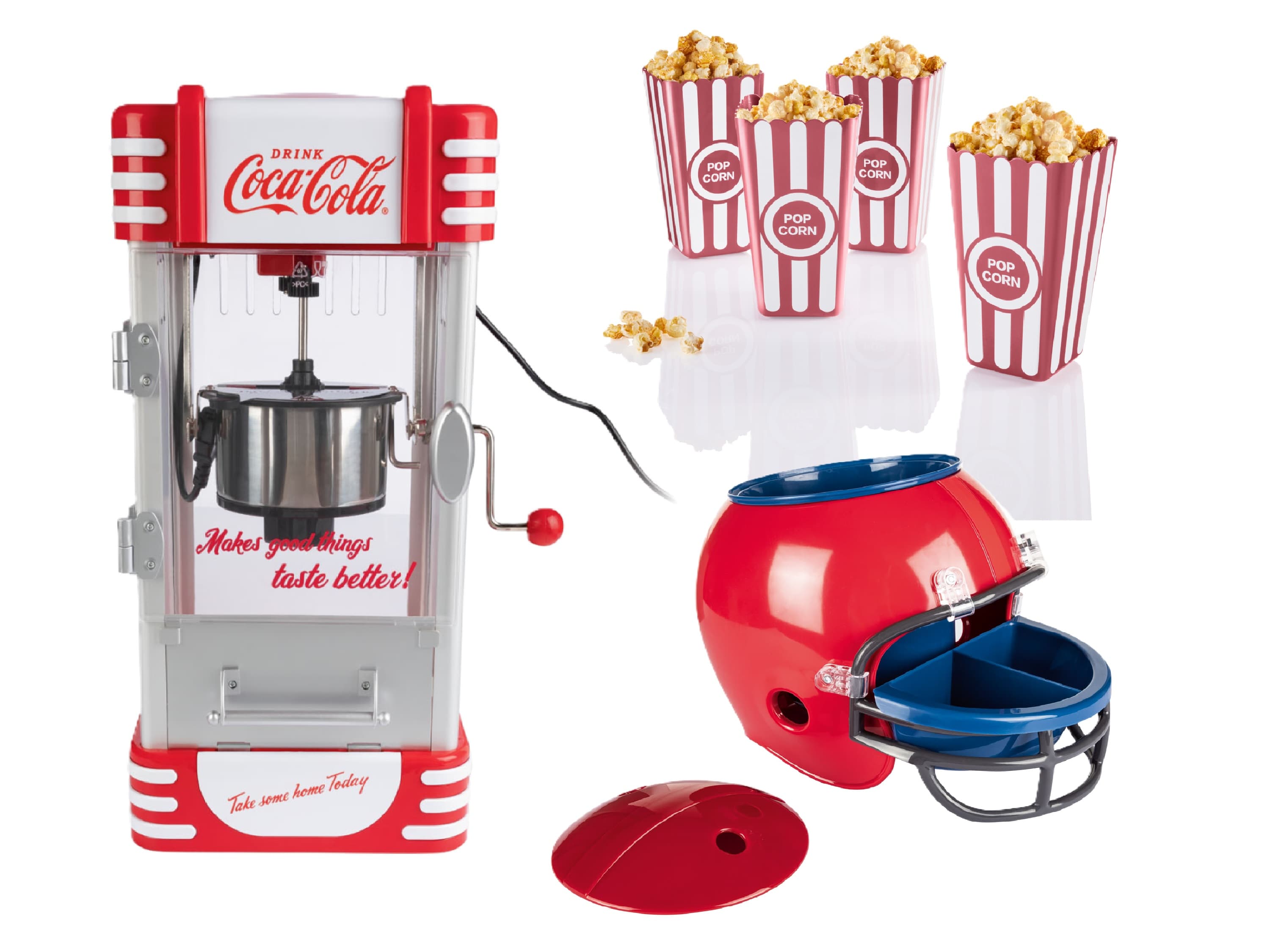 COCA COLA Prístroj na prípravu popcornu + Nádoby na popcorn + Nádoba na občerstvenie 1