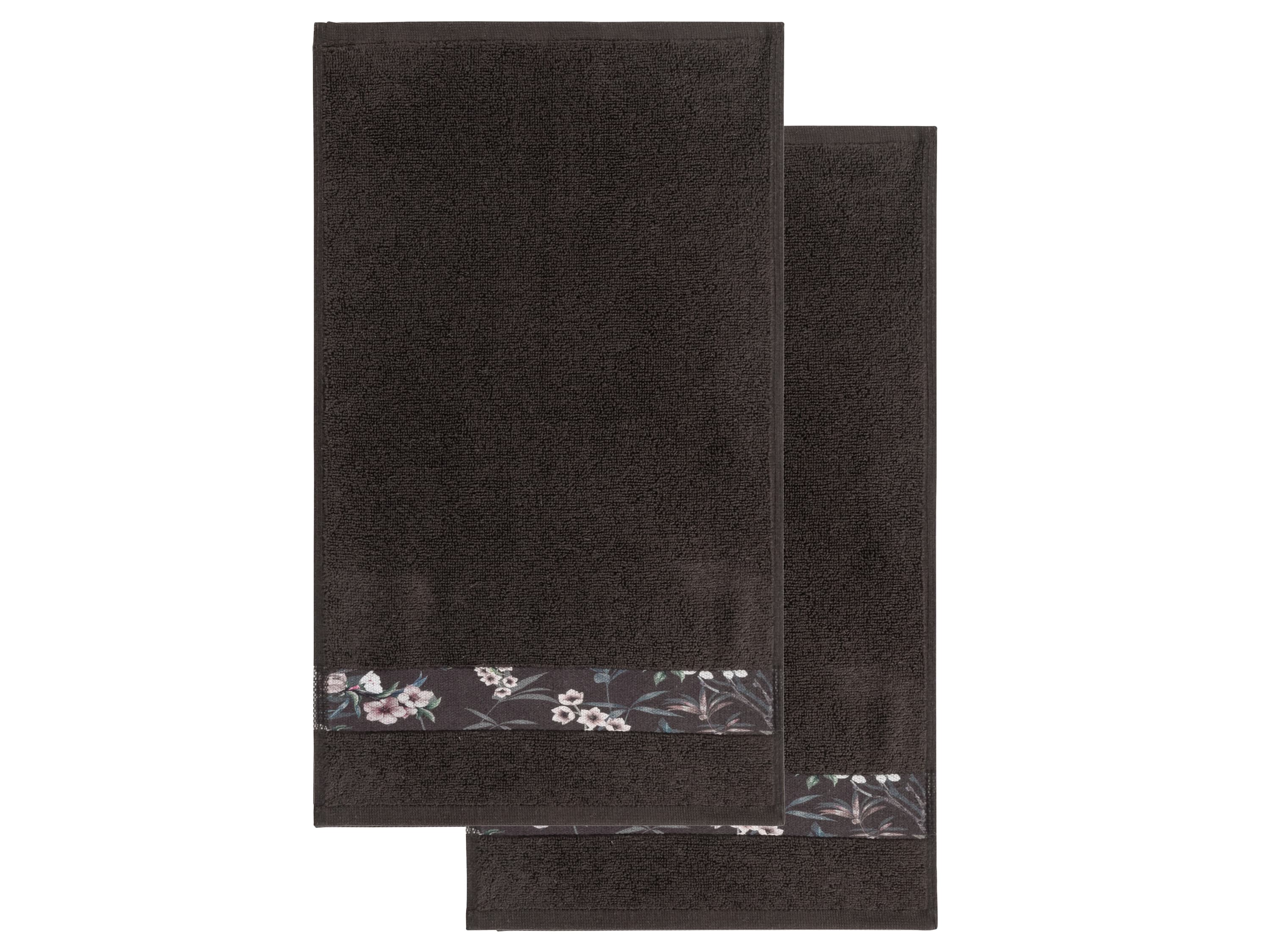 LIVARNO home Froté uteráky, 50 x 100 cm, 2 kusy (kvety/sivá)