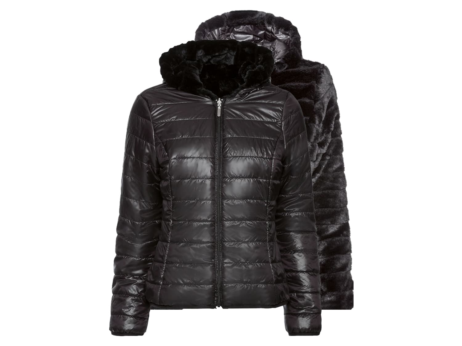 esmara® Dámska plyšová obojstranná bunda (čierna, XS (32/34))
