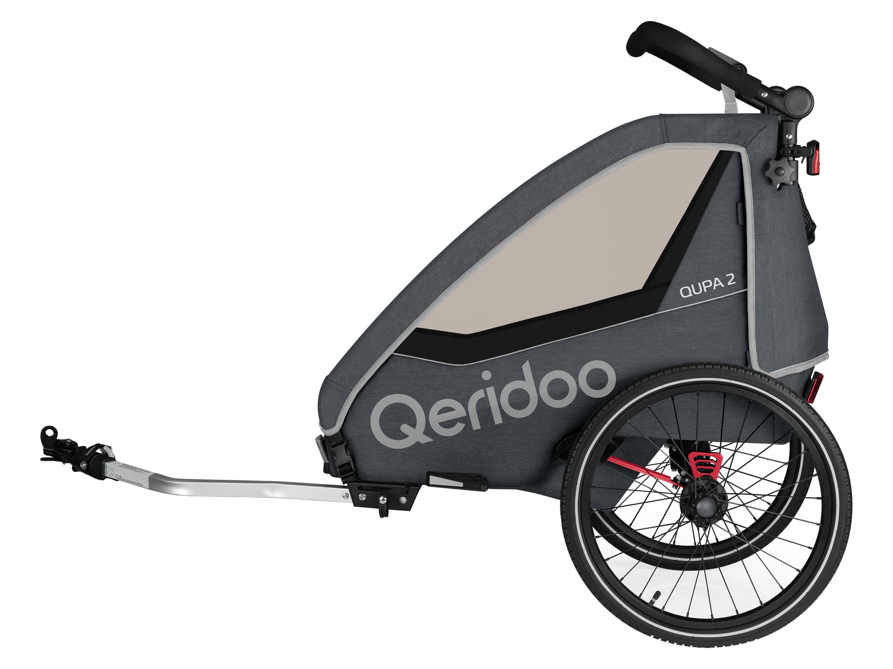 Qeridoo Detský vozík za bicykel QUPA 2 (sivá)