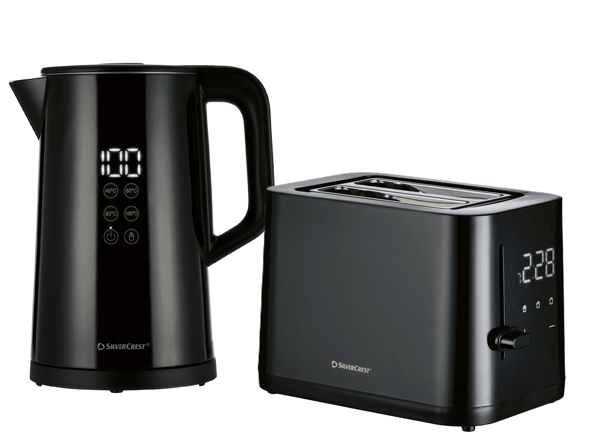 SILVERCREST® Rýchlovarná kanvica s digitálnym displejom + Digitálny hriankovač Premium