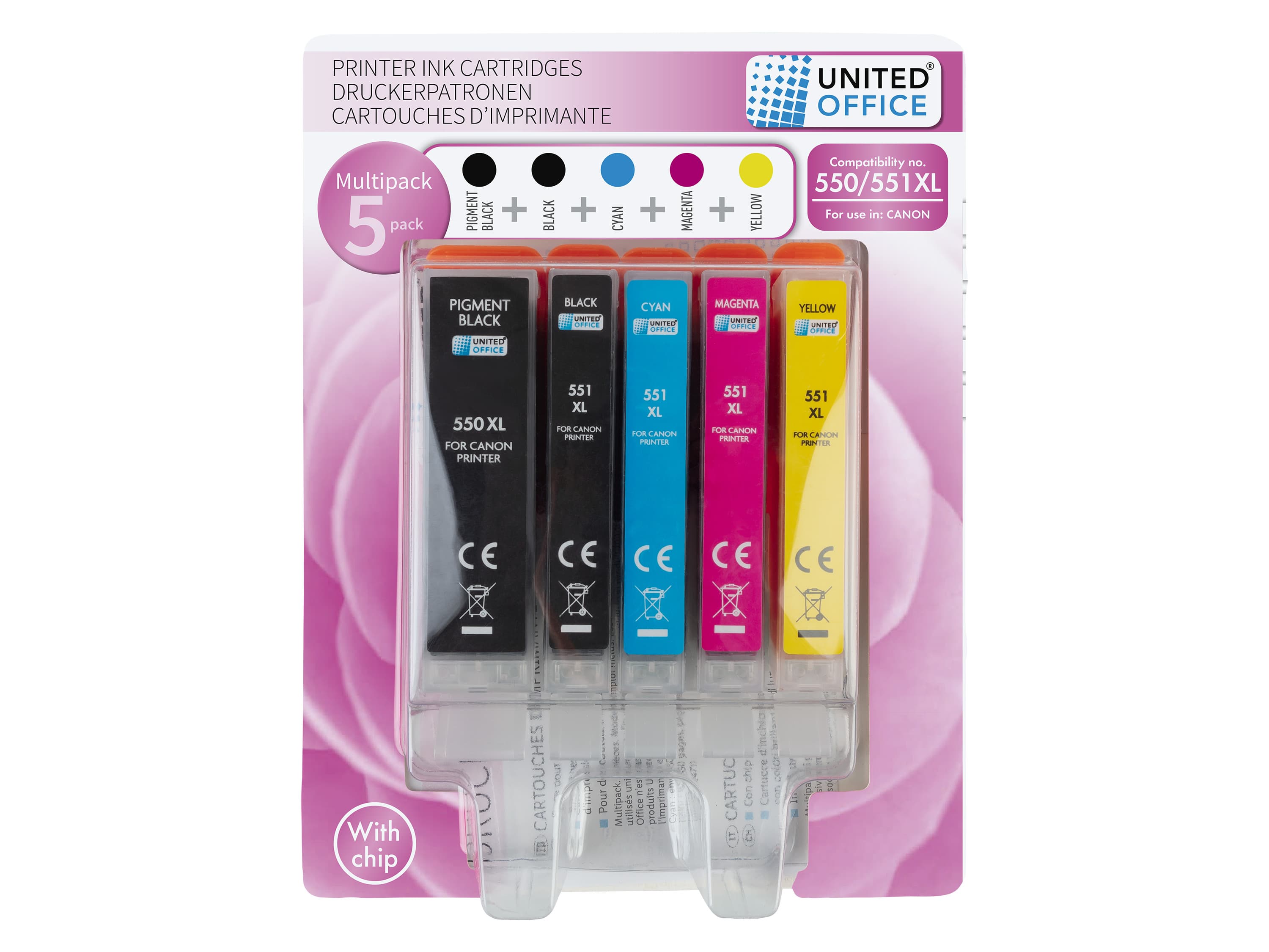 UNITED OFFICE® Náplne do tlačiarne Canon Multipack, 5 kusov (550/551XL) 1