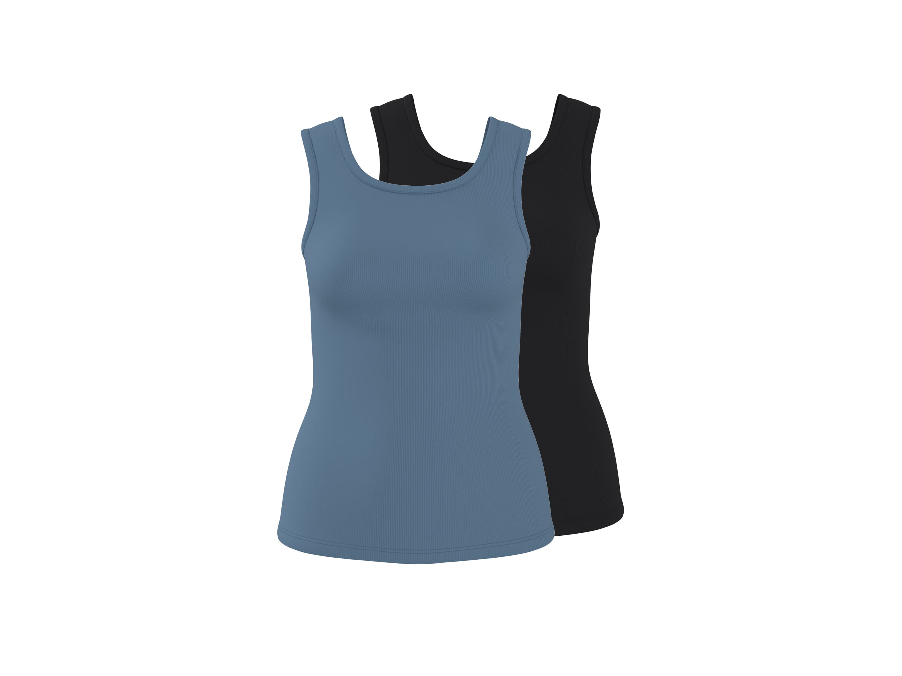 ESMARA® Dámsky rebrovaný top, 2 kusy (čierna/modrá, S (36/38)) 1