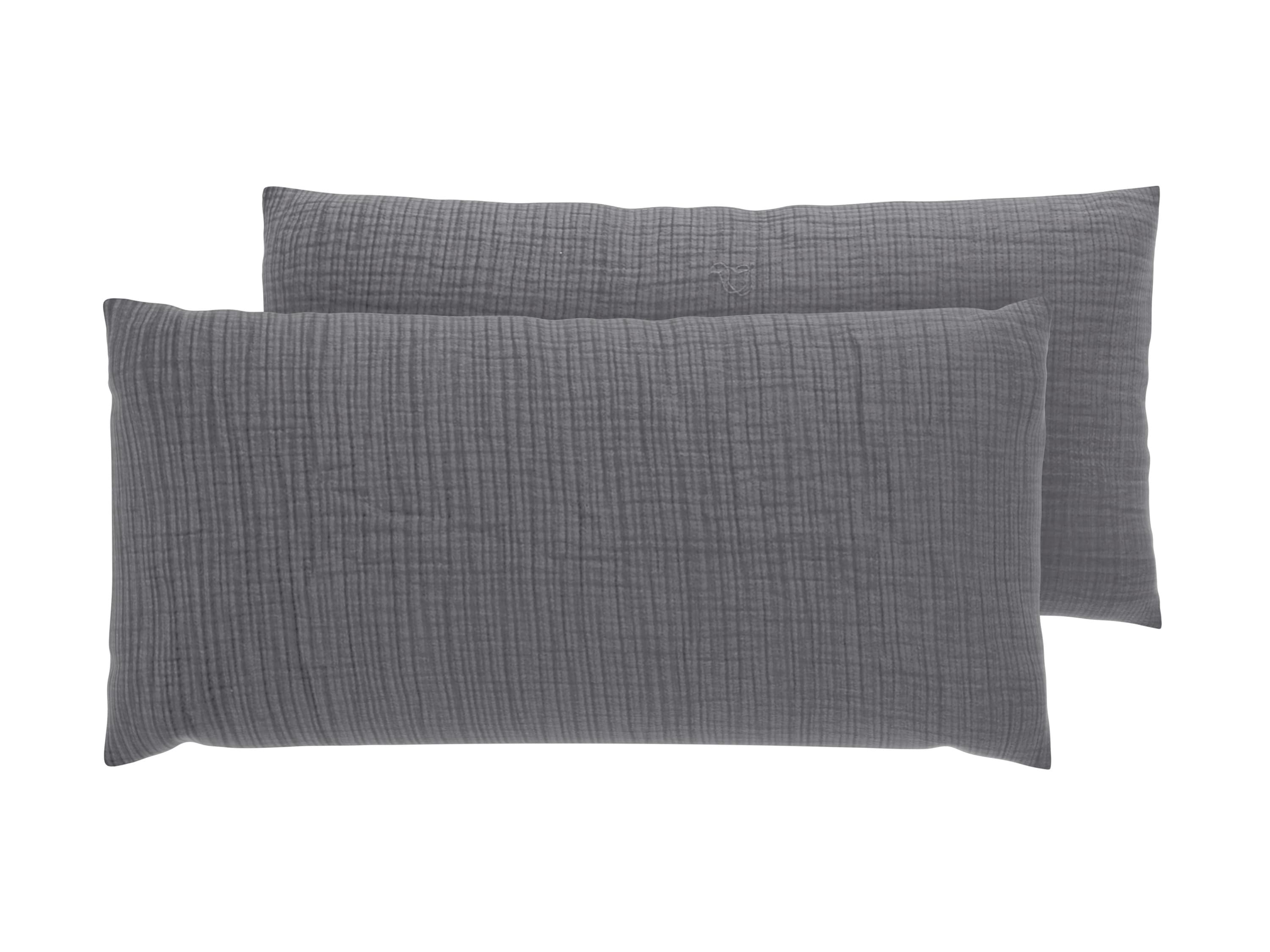 LIVARNO® Mušelínová obliečka na vankúš, 40 x 80 cm, 2 kusy (sivá)