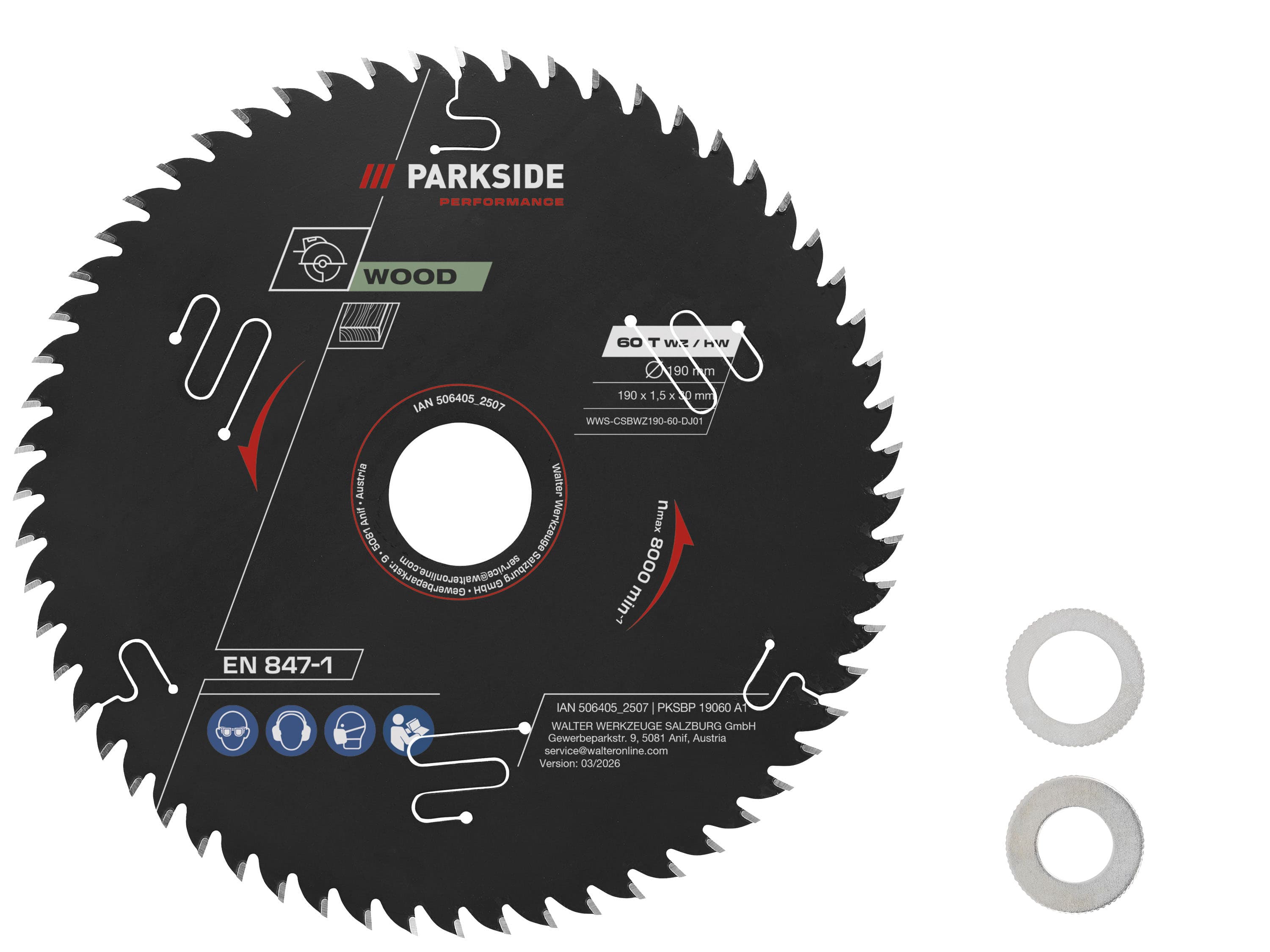 PARKSIDE PERFORMANCE® Pílový kotúč, 190 mm (60 zubov)
