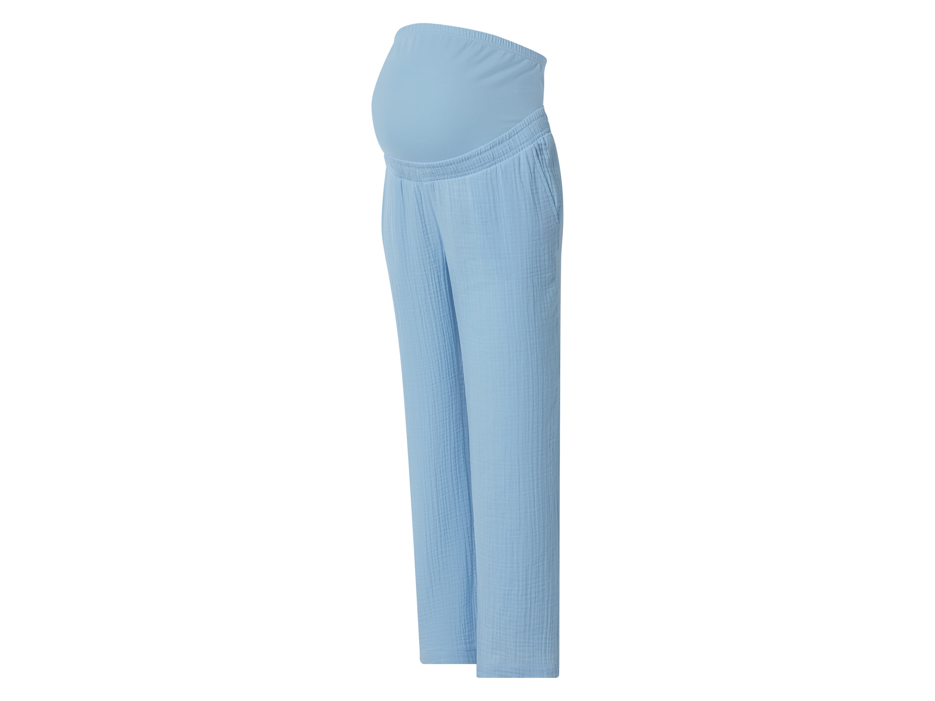 esmara® Dámske tehotenské nohavice z mušelínu (modrá, S (36/38))