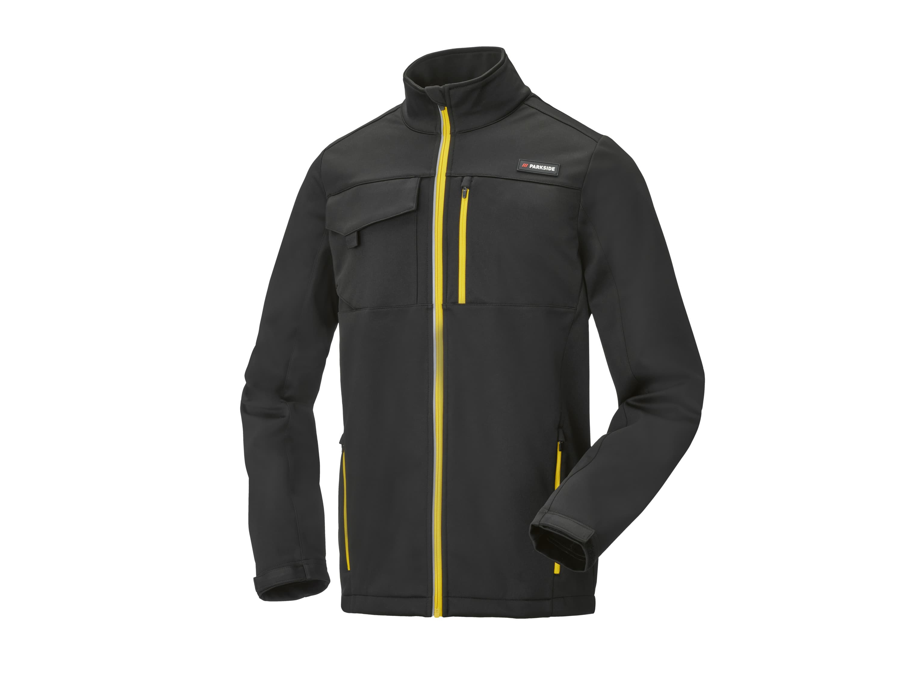 PARKSIDE® Pánska softšelová bunda (čierna/žltá, M (48/50))