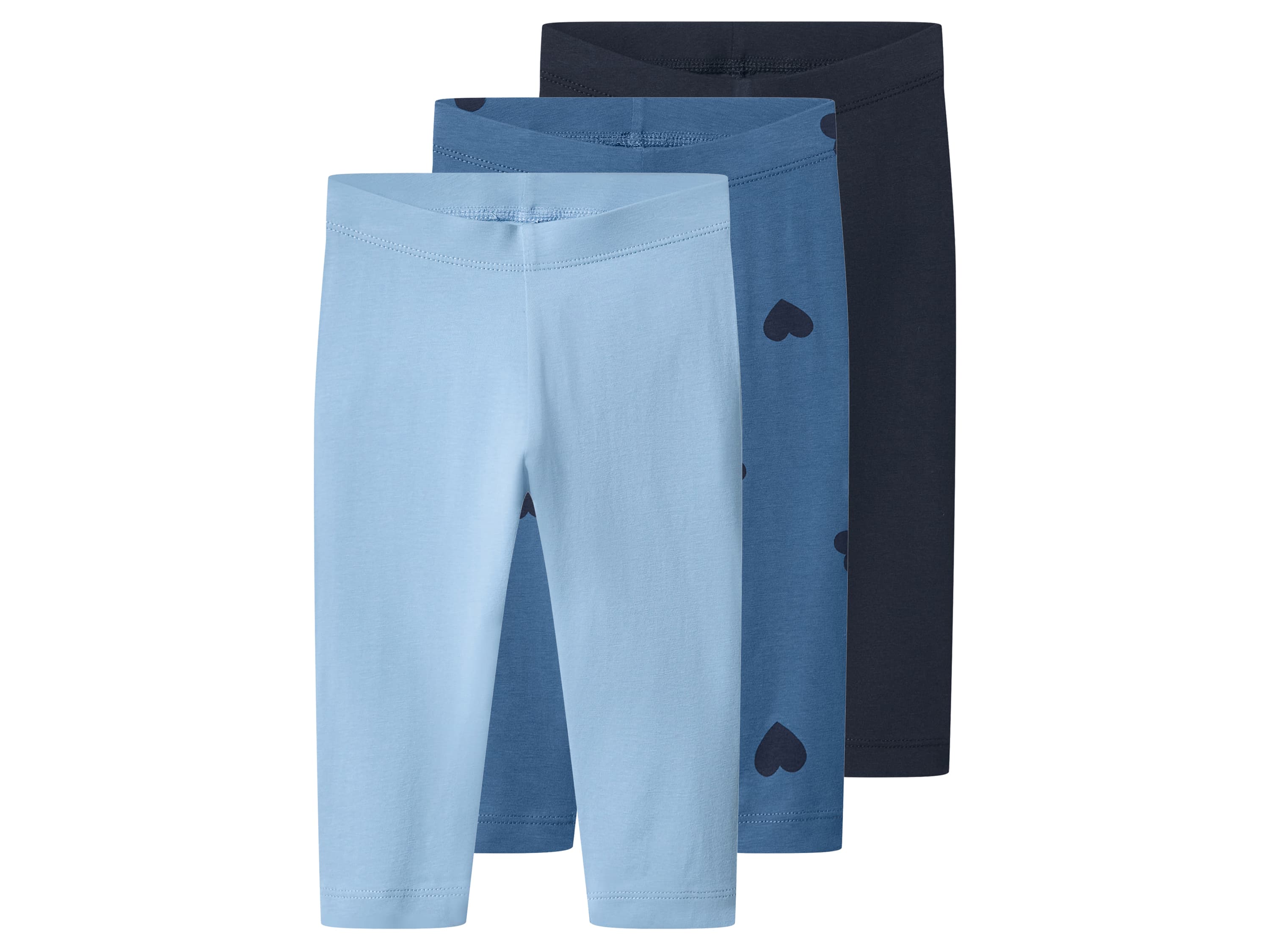 lupilu® Dievčenské capri legíny, 3 kusy (modrá/navy modrá, 122/128)