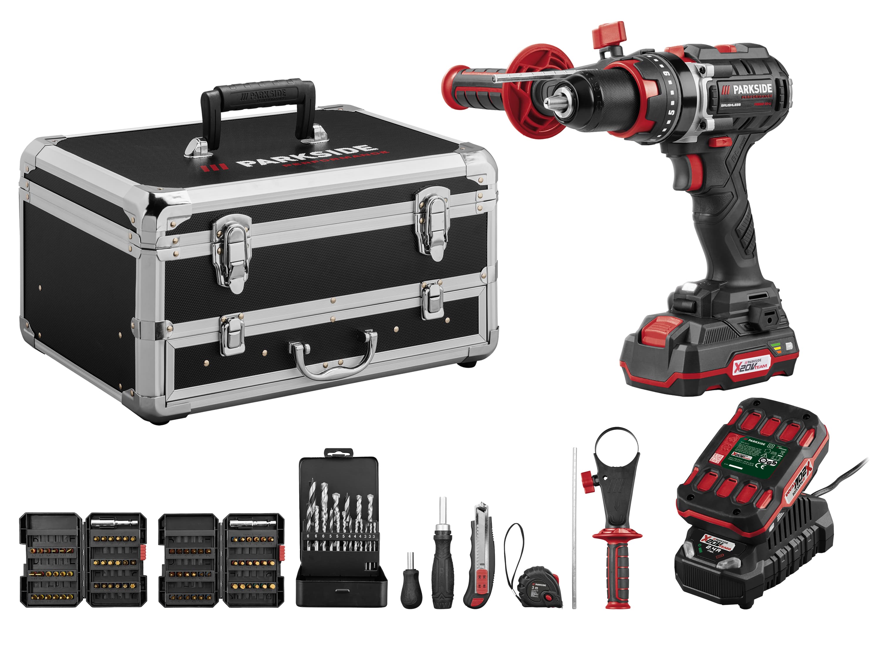 PARKSIDE PERFORMANCE® Aku príklepový vŕtací skrutkovač s príslušenstvom PSBSAP 20-Li C3 1