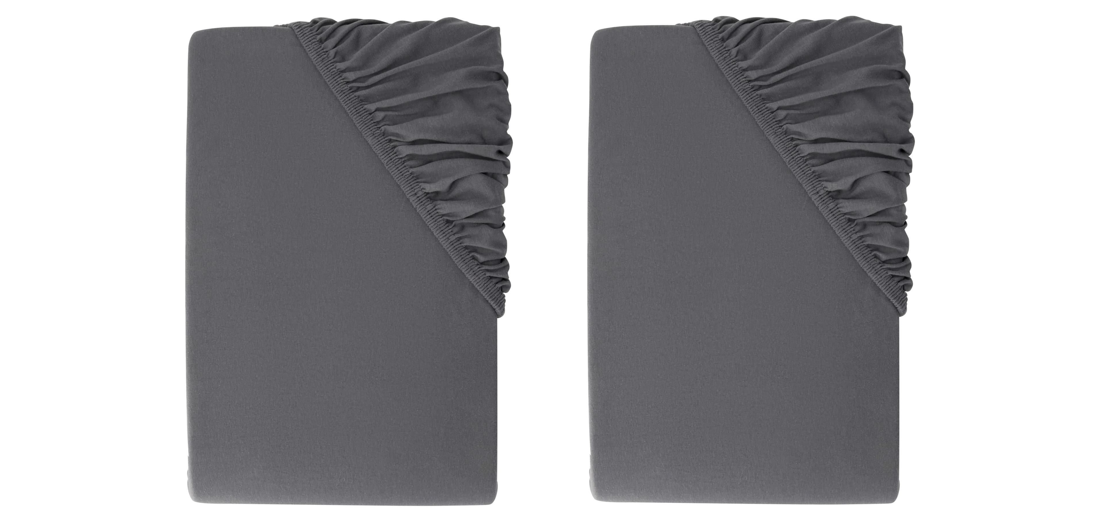 LIVARNO® Napínacia džersejová plachta, 90 - 100 x 200 cm, tmavosivá, 2 kusy 1