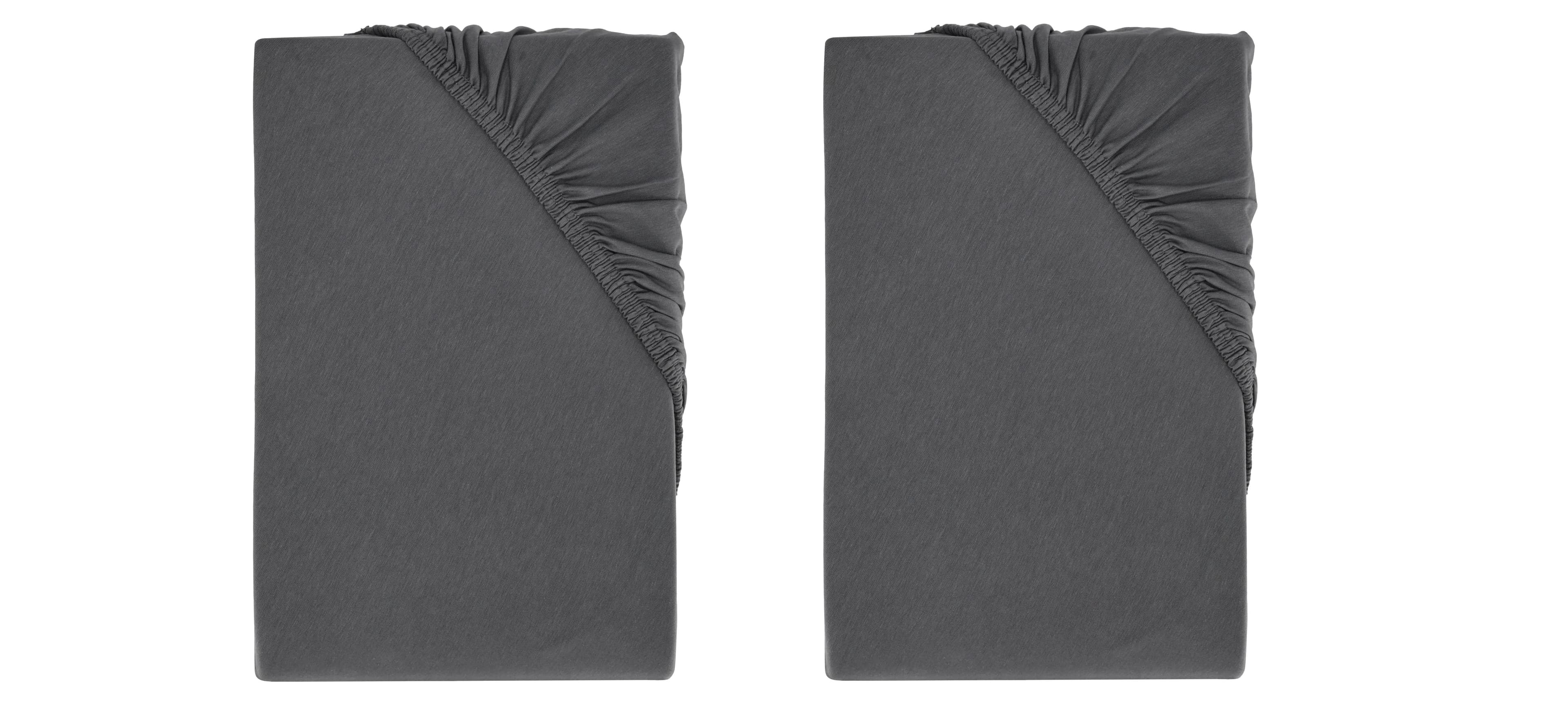 LIVARNO home Bi-elastická napínacia plachta na boxspringovú posteľ, 90 – 100 x 200 cm, sivá, 2 kusy 1
