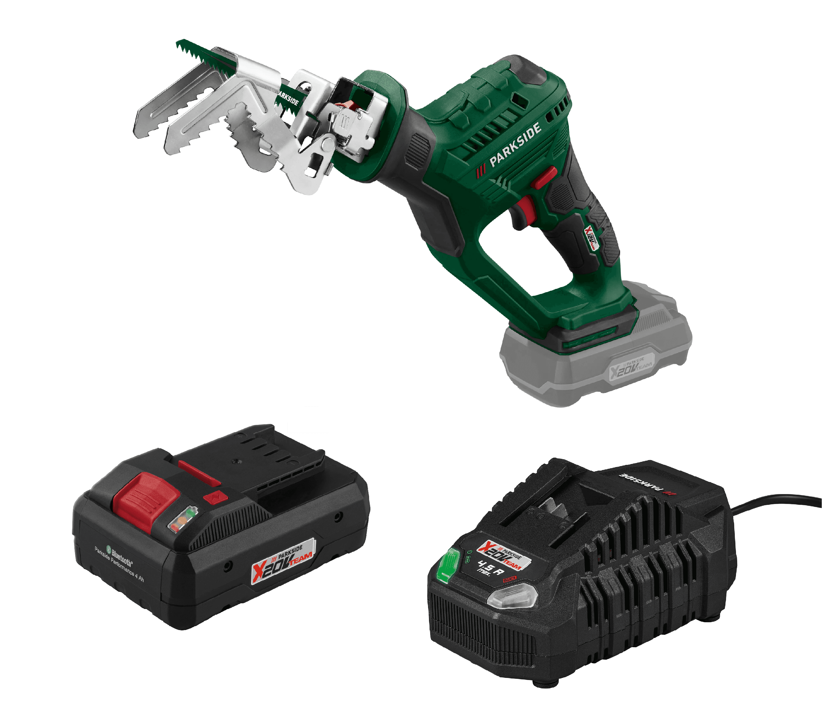 PARKSIDE® Aku píla na konáre PASA 20-Li D3 + Smart akumulátor 20 V/4 Ah + Rýchlonabíjačka akumulátora 20 V/4,5 A