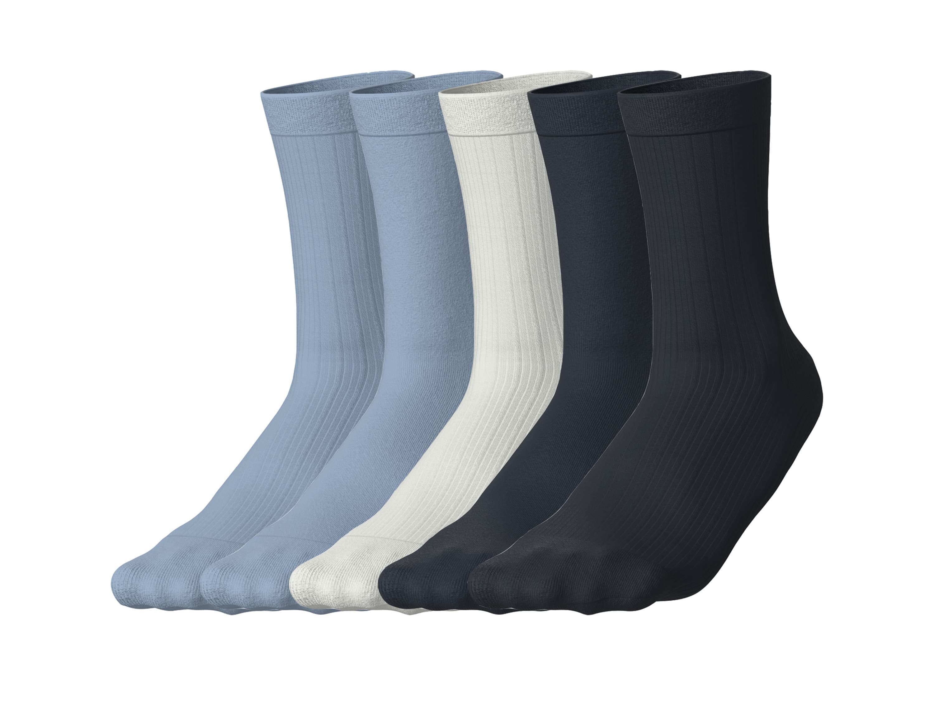 esmara® Dámske ponožky, 5 párov (modrá/biela/námornícka modrá, 35-38)