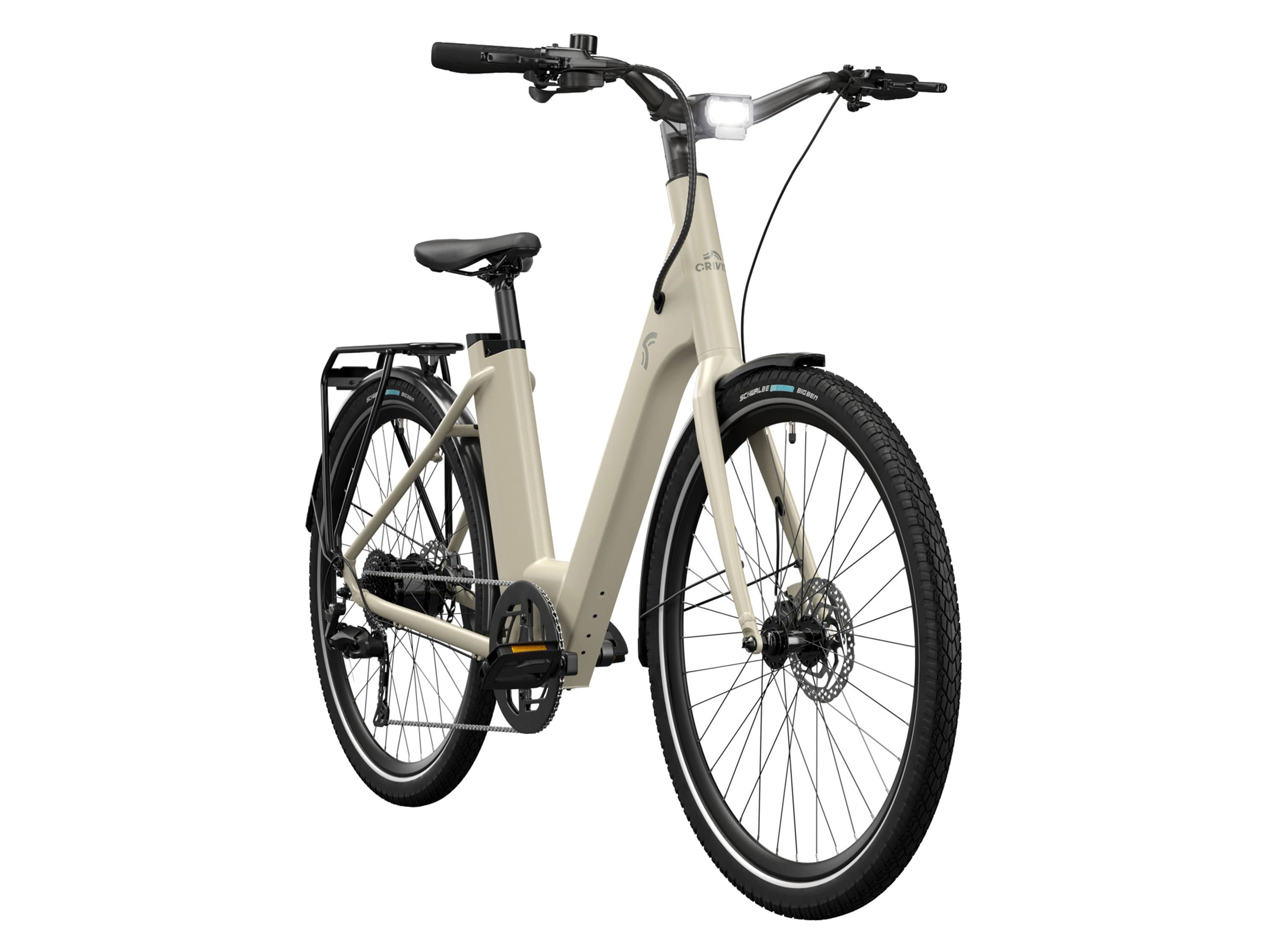 CRIVIT Mestský elektrobicykel s prehadzovačkou Shimano CUES Y.3 (béžová)