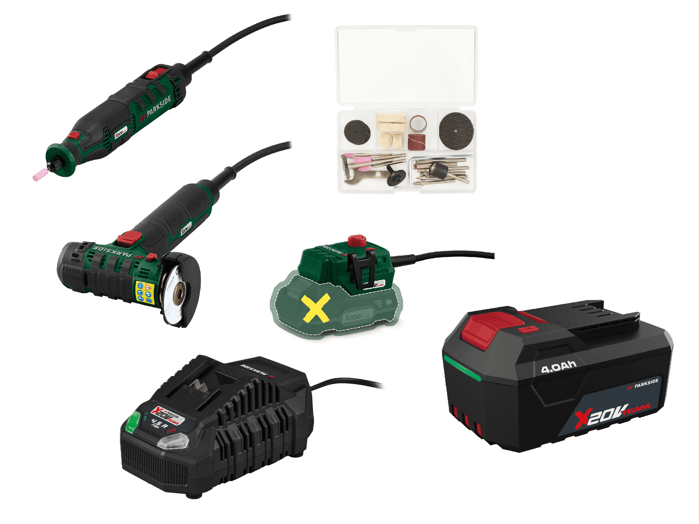 PARKSIDE® Aku modelárska súprava PMBSA 20-Li A1 + Akumulátor 20 V/4 Ah + Rýchlonabíjačka 20 V/4,5 A 1