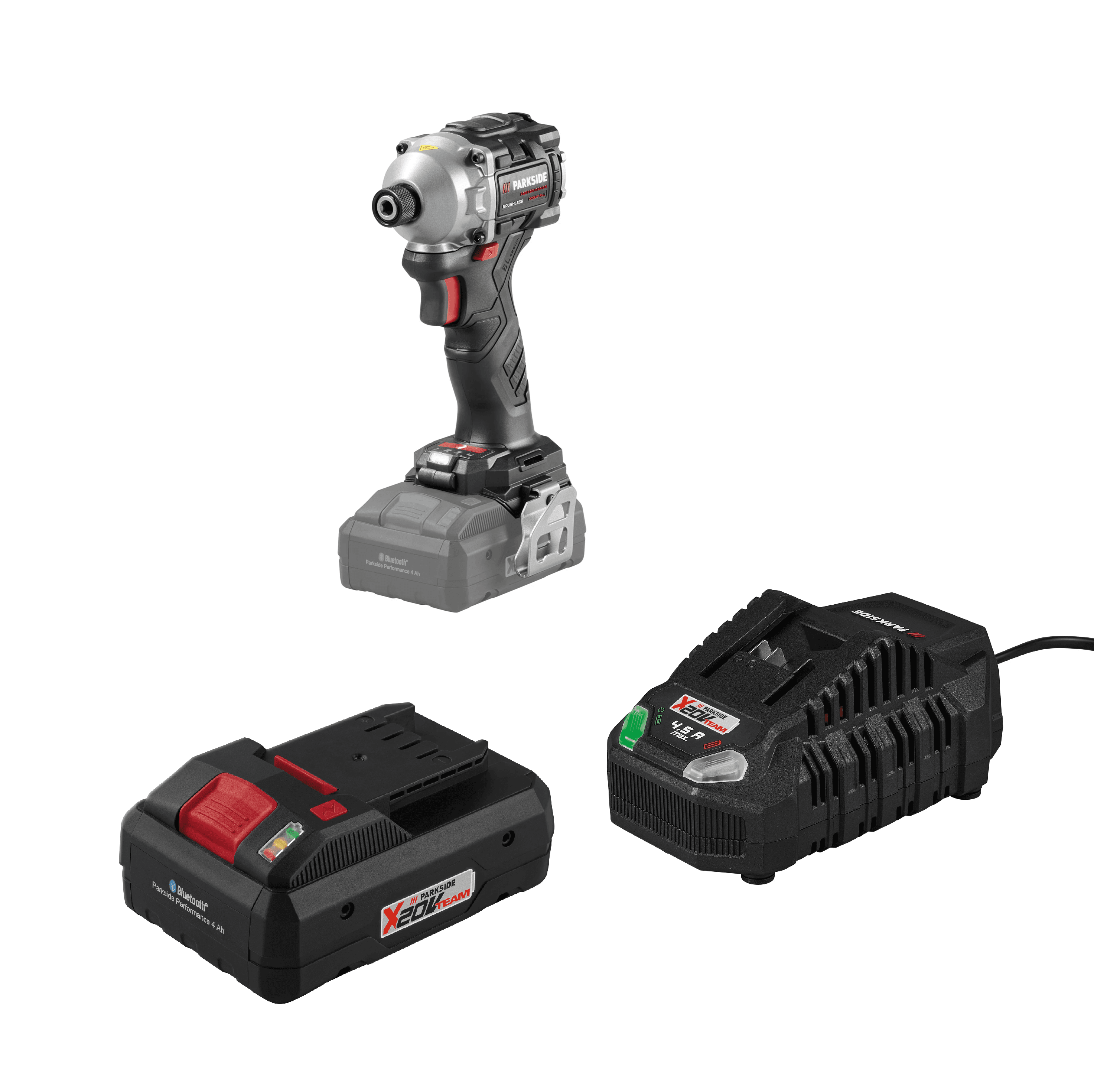 PARKSIDE PERFORMANCE® Aku rázový uťahovák PDSSAP 20-Li D3 + Smart akumulátor 20 V/4 Ah + Rýchlonabíjačka akumulátora 20 V/4,5 A 1