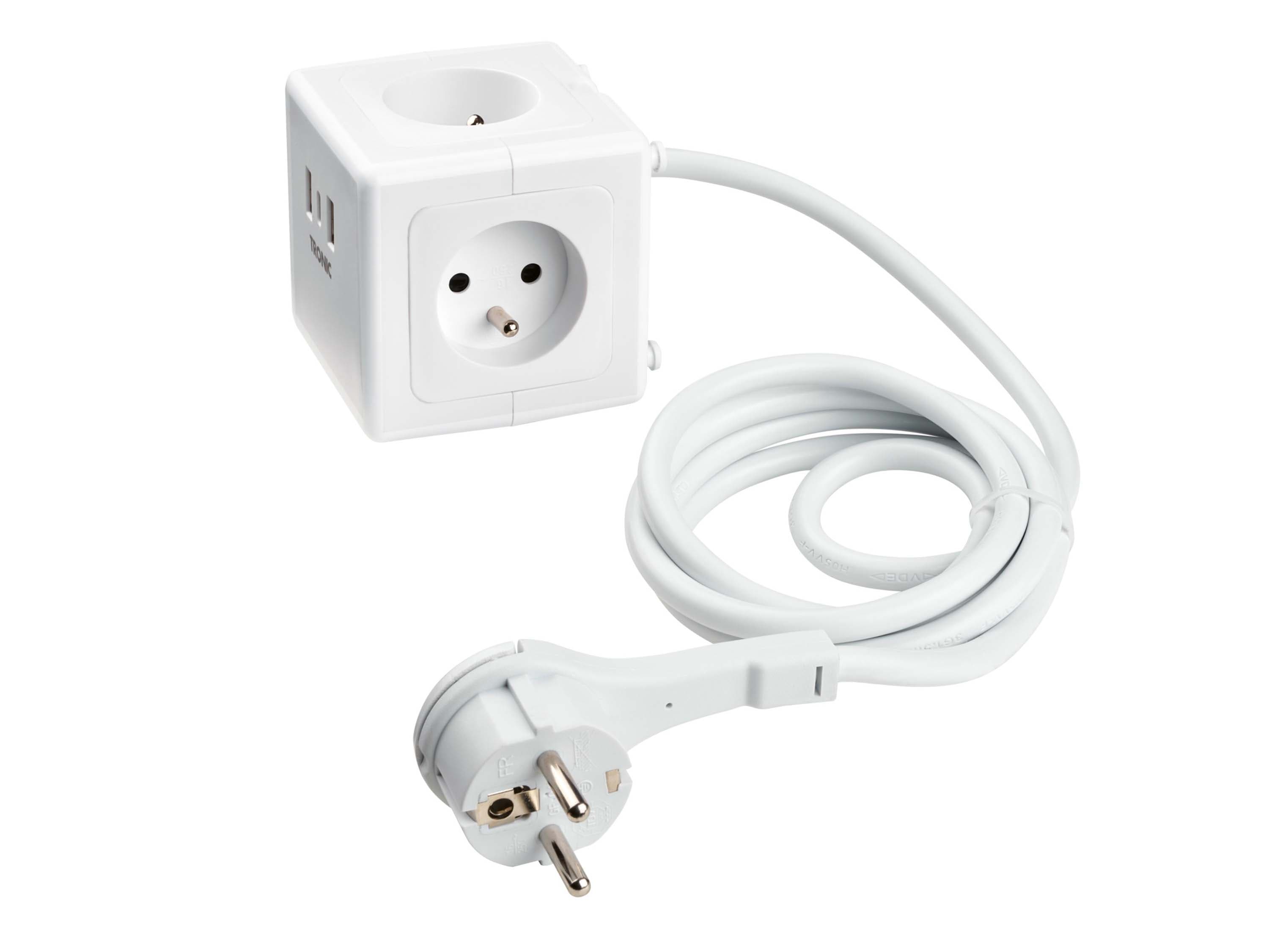 TRONIC® Zásuvková kocka s USB prípojkami (biela) 1