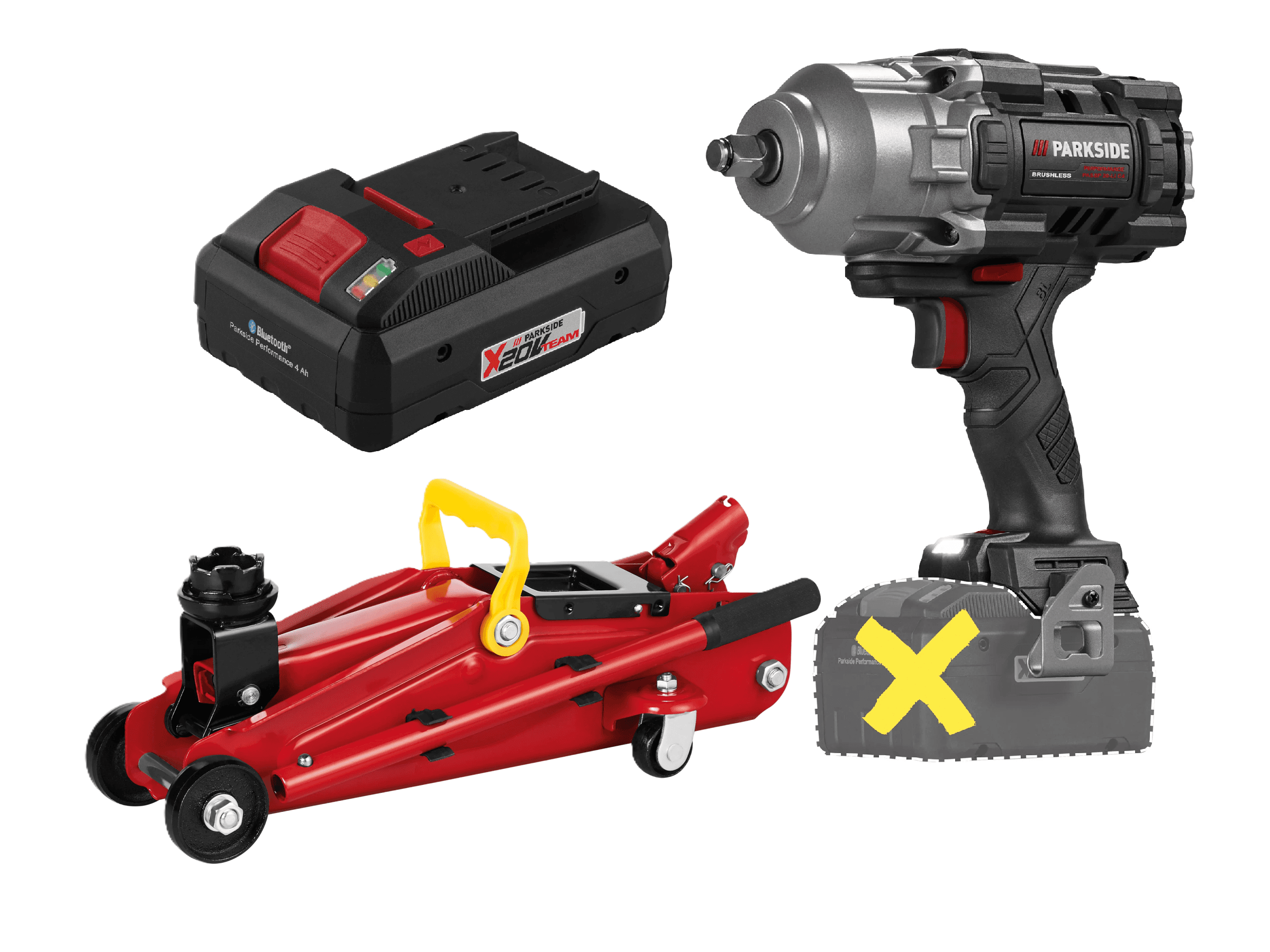 ULTIMATE SPEED® Aku rázový uťahovák 20 V PASSP 20-Li C4 + Smart akumulátor 20 V/4 Ah + Hydraulický zdvihák