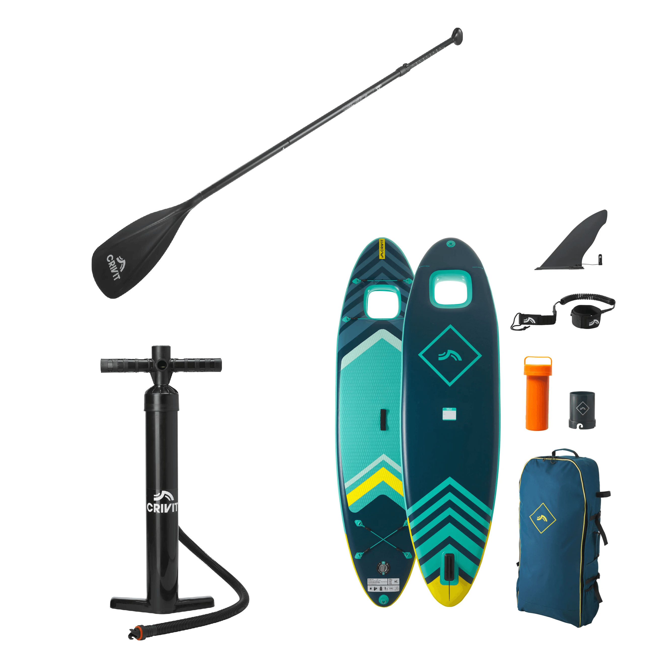 CRIVIT Jednokomorový paddleboard Aquaview + Pumpa + Pádlo na paddleboard 1