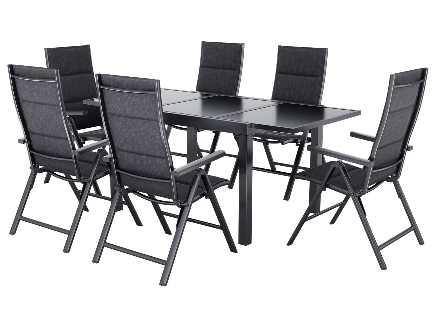 LIVARNO® Hliníkový rozťahovací záhradný stôl Houston/Toronto, 120 – 180 x 89 x 75 cm + Záhradné hliníkové kreslo Toronto, 6 kusov 1