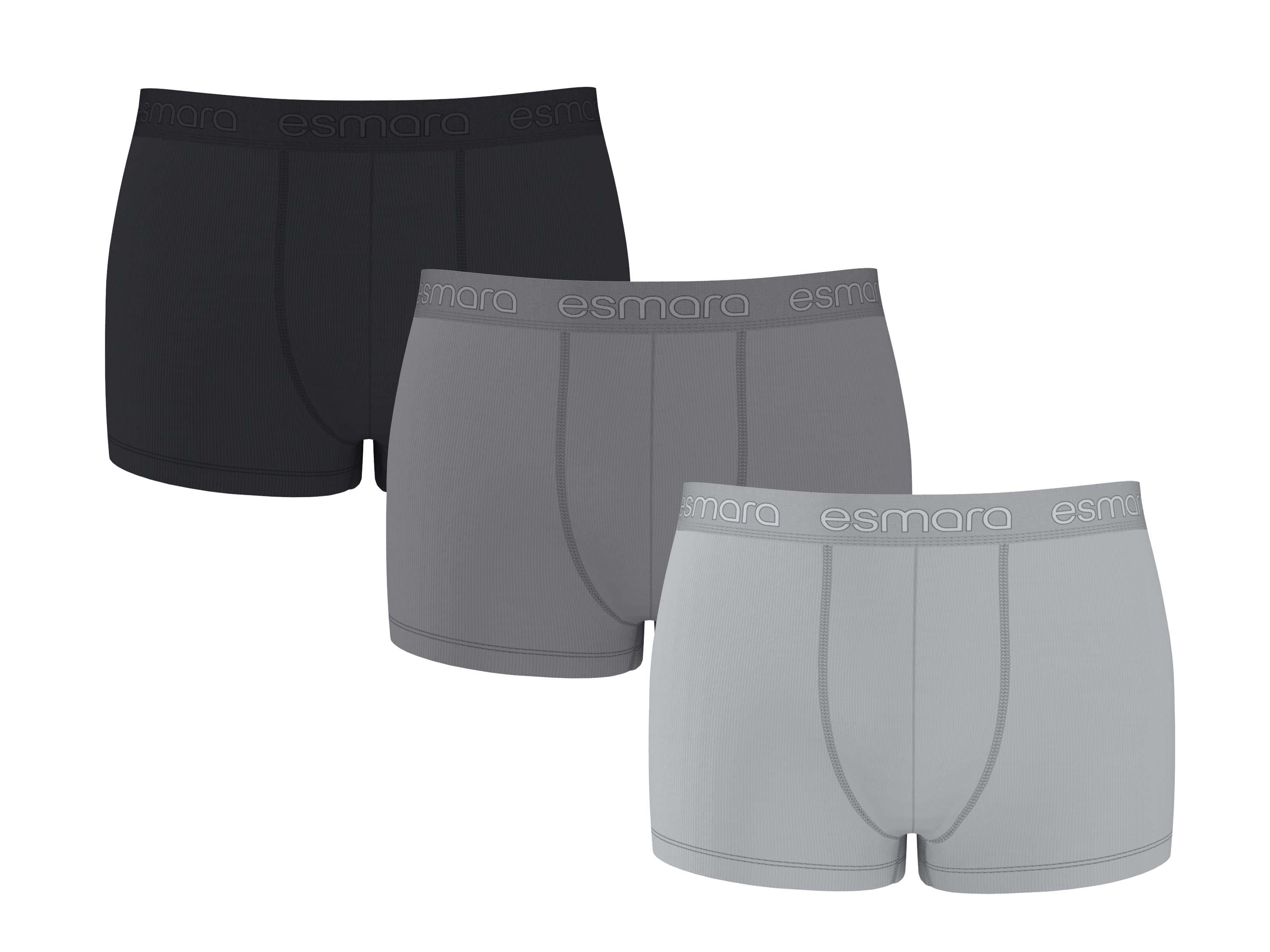 ESMARA MEN Pánske rebrované boxerky, 3 kusy (čierna/sivá, M) 1