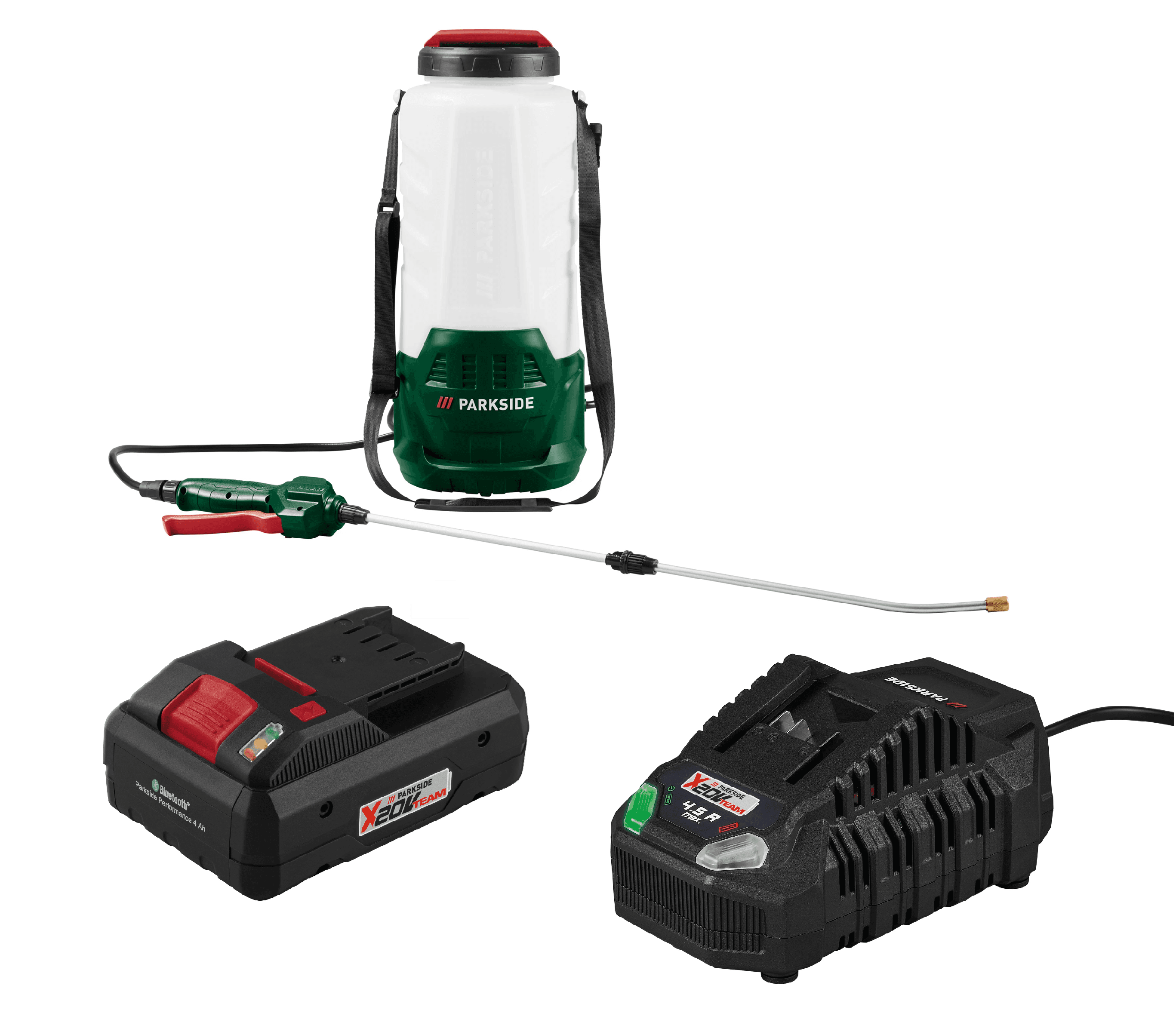 PARKSIDE® Aku tlakový postrekovač PDSA D3 + Smart akumulátor 20 V/4 Ah + Rýchlonabíjačka akumulátora 20 V/4,5 A